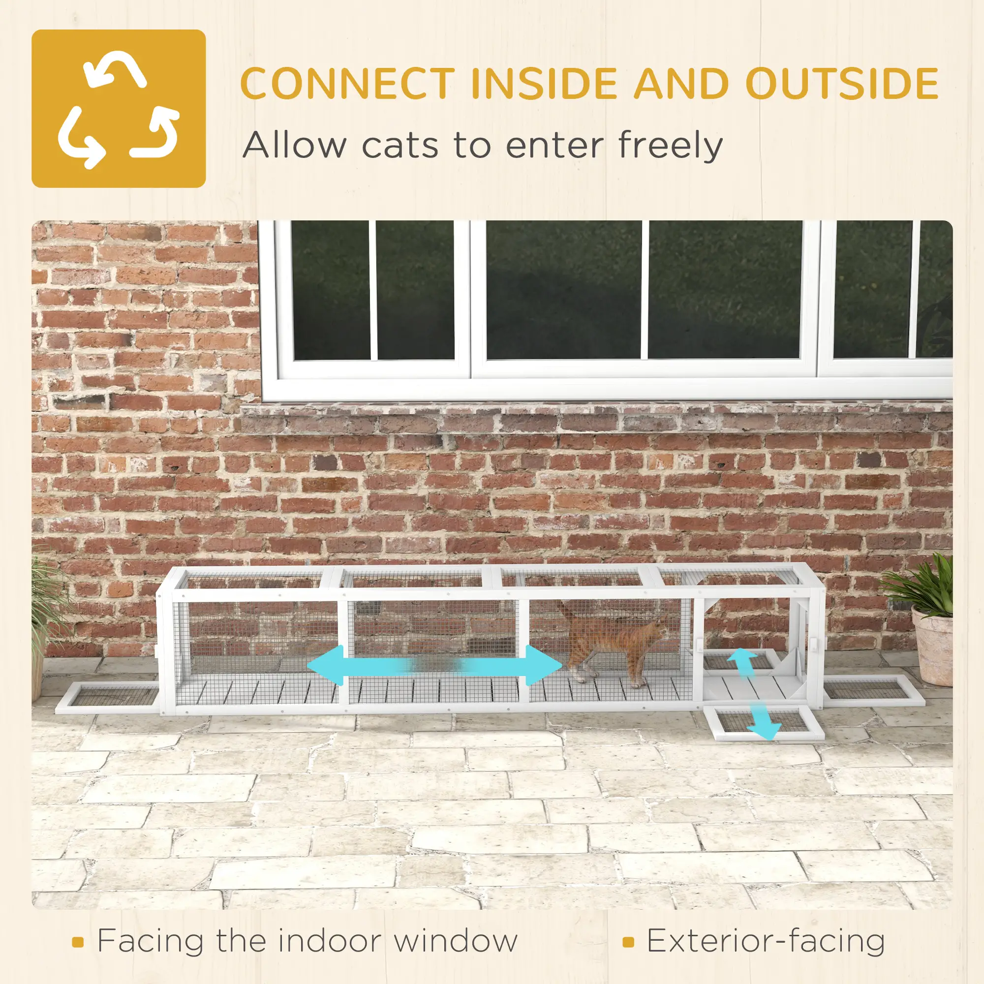 79" Long Cat Tunnel, L-Shape Extendable Design, Indoor Outdoor Enclosure, White - Image 4