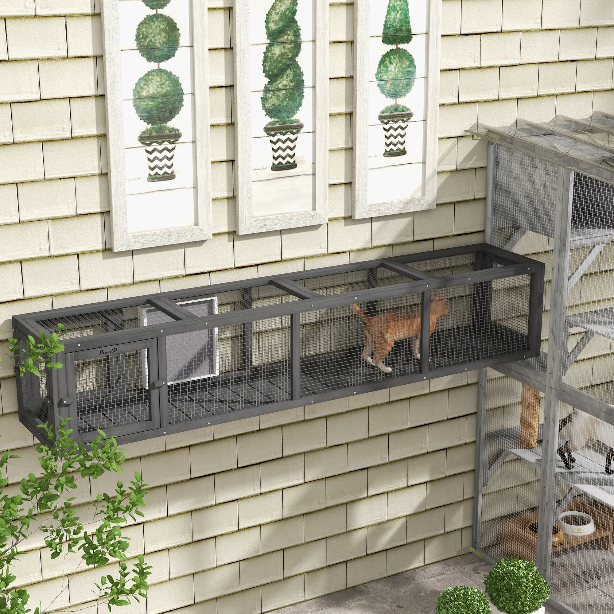 79" Long Cat Tunnel, L-Shape Extendable Design, Indoor Outdoor, Lead Grey - Image 10