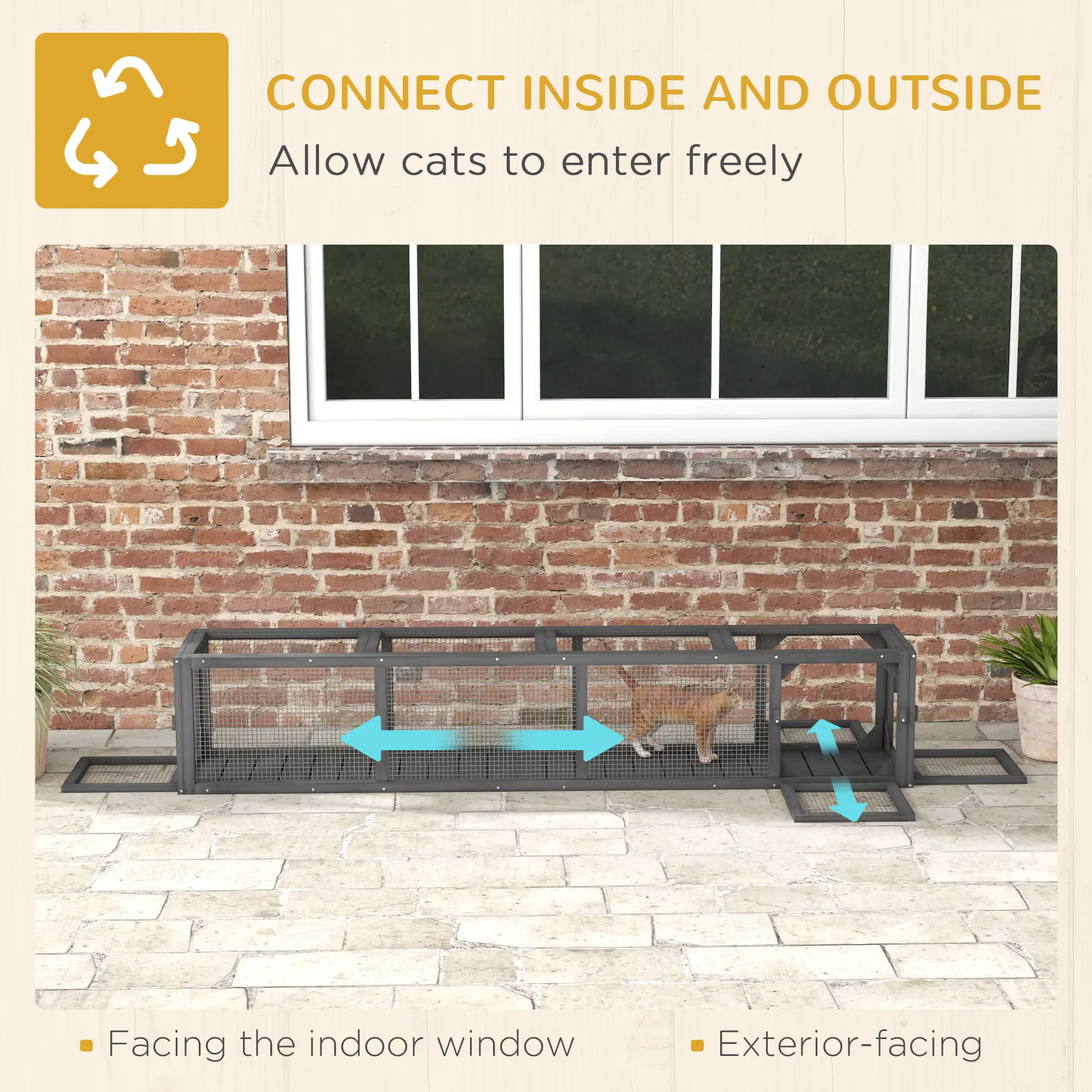 79" Long Cat Tunnel, L-Shape Extendable Design, Indoor Outdoor, Lead Grey - Image 4