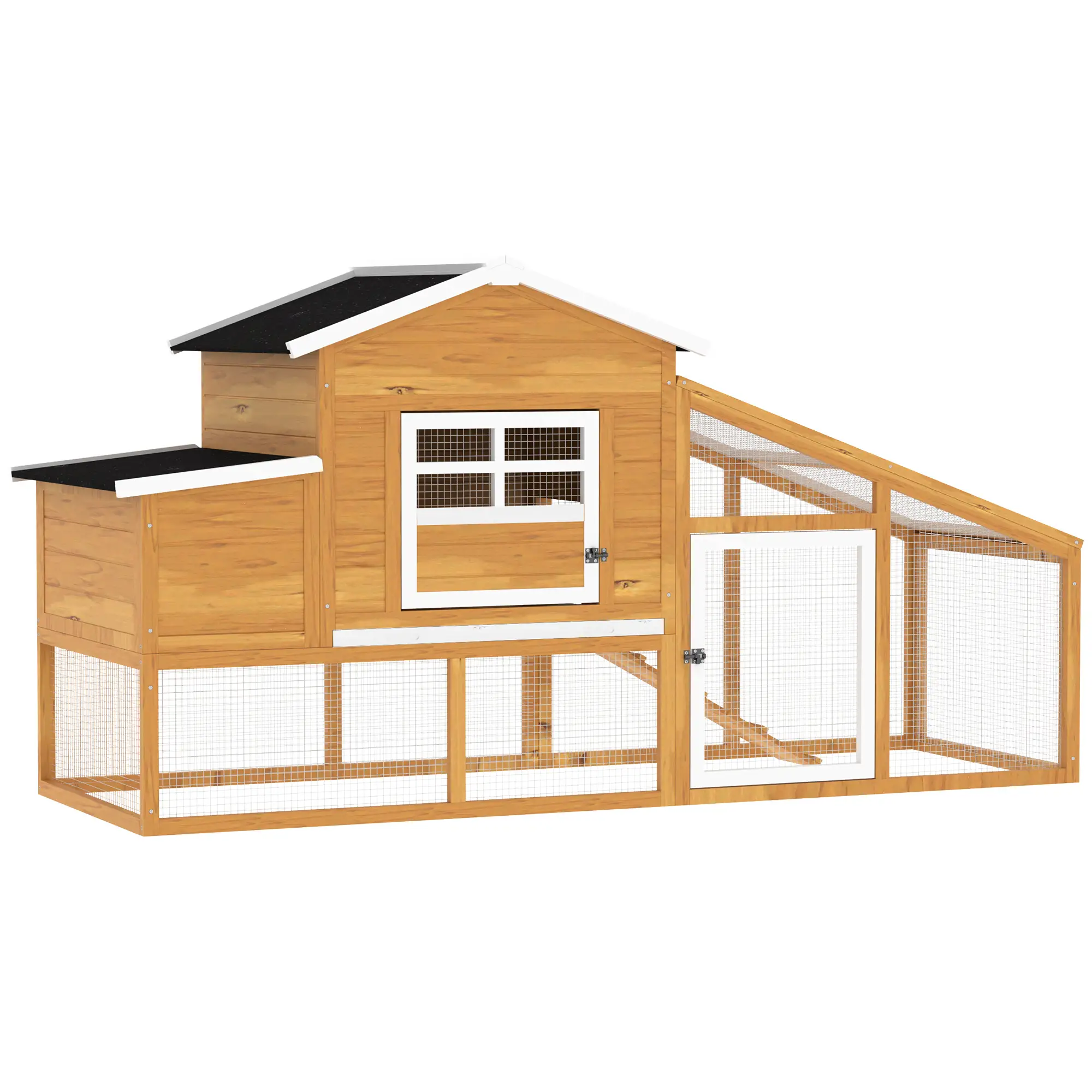 79" Wooden Chicken Coop, Outdoor Hen House, With Removable Tray, Brown - Image 11