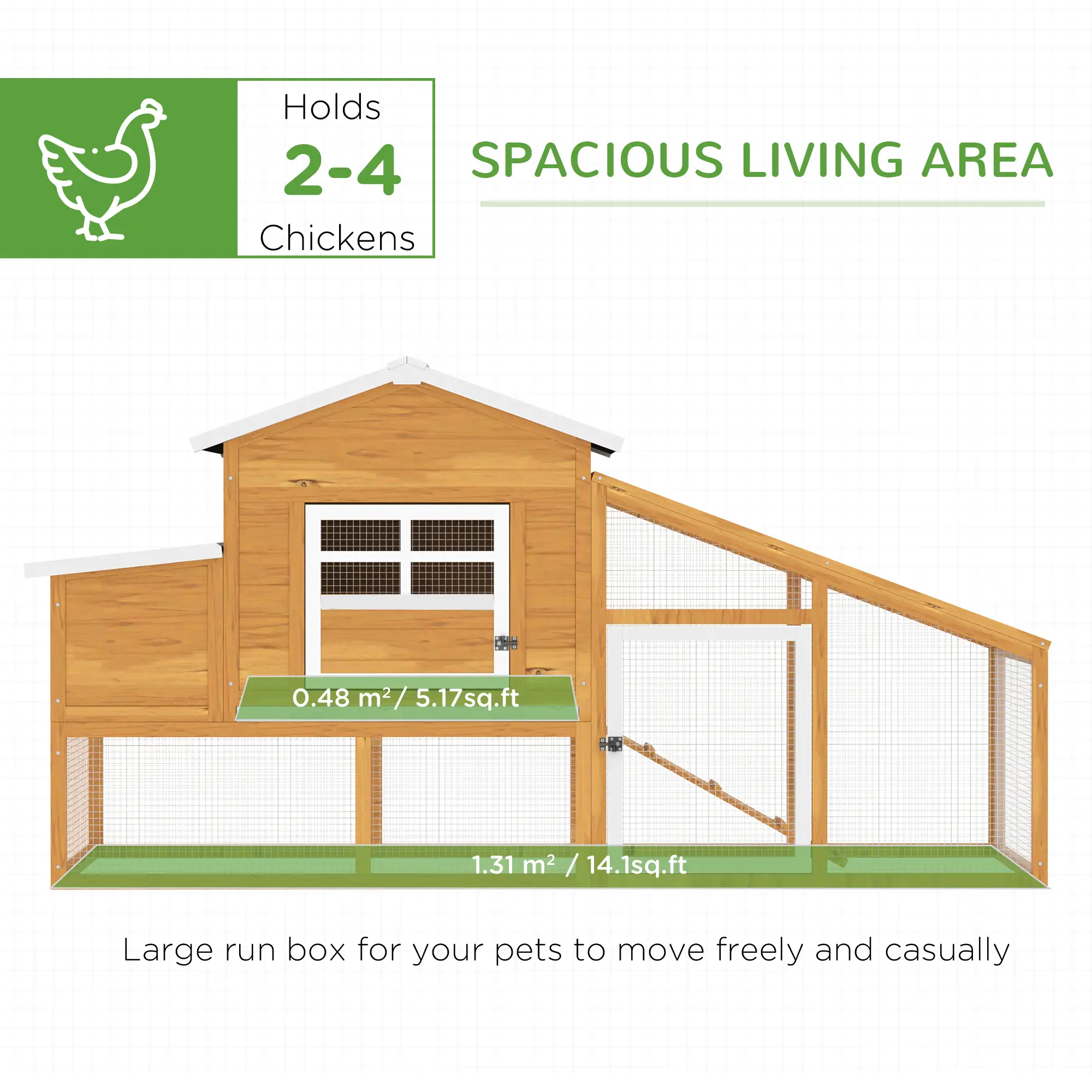 79" Wooden Chicken Coop, Outdoor Hen House, With Removable Tray, Brown - Image 4