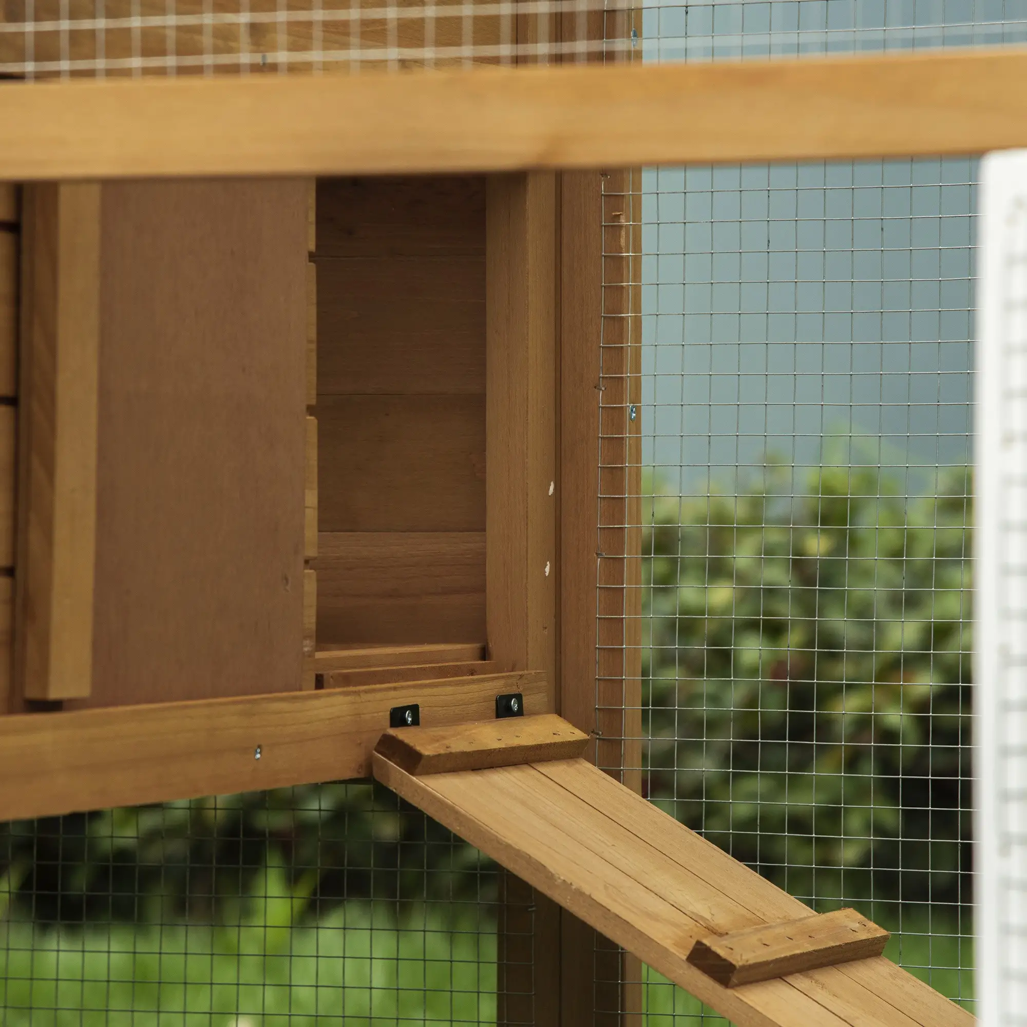 79" Wooden Chicken Coop, Outdoor Hen House, With Removable Tray, Brown - Image 9