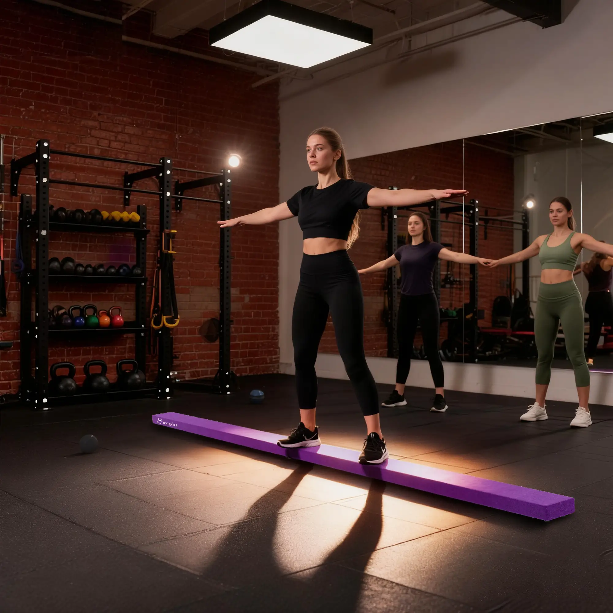 7ft Folding Balance Beam, Gymnastics Beam with Wood Core, Purple - Image 10