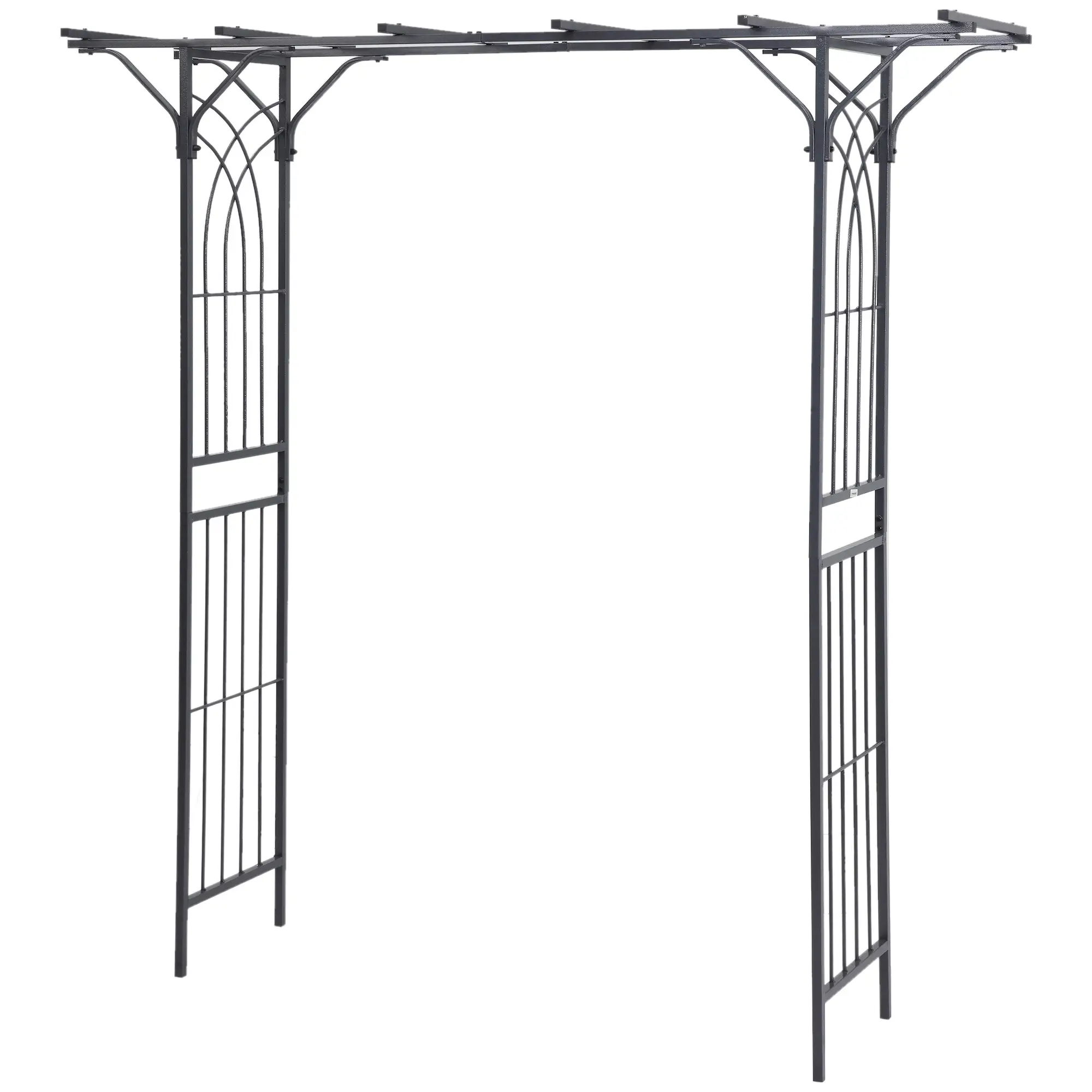 7ft Metal Garden Arch, Outdoor Walkway Arbor, Climbing Plants, Dark Gray - Image 11