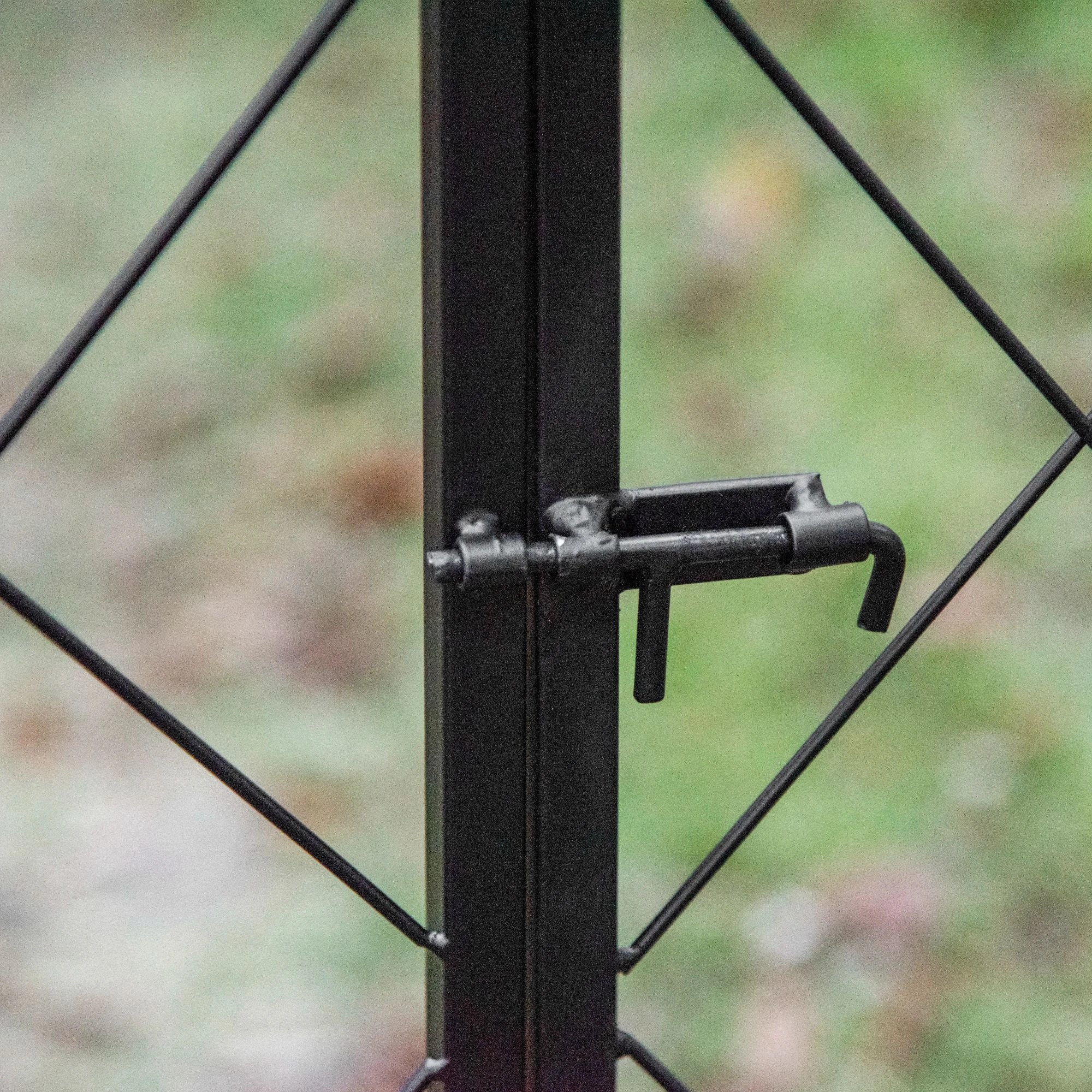 7FT Metal Garden Arch with Gate, Climbing Planter Frame, Black - Image 10