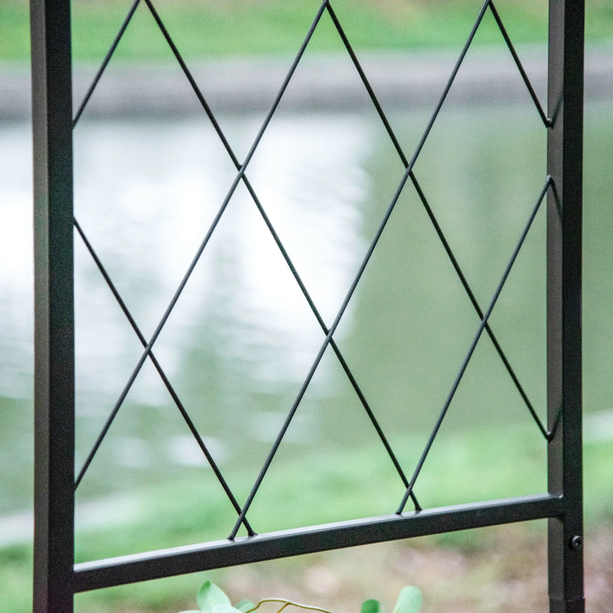 7FT Metal Garden Arch with Gate, Climbing Planter Frame, Black - Image 11