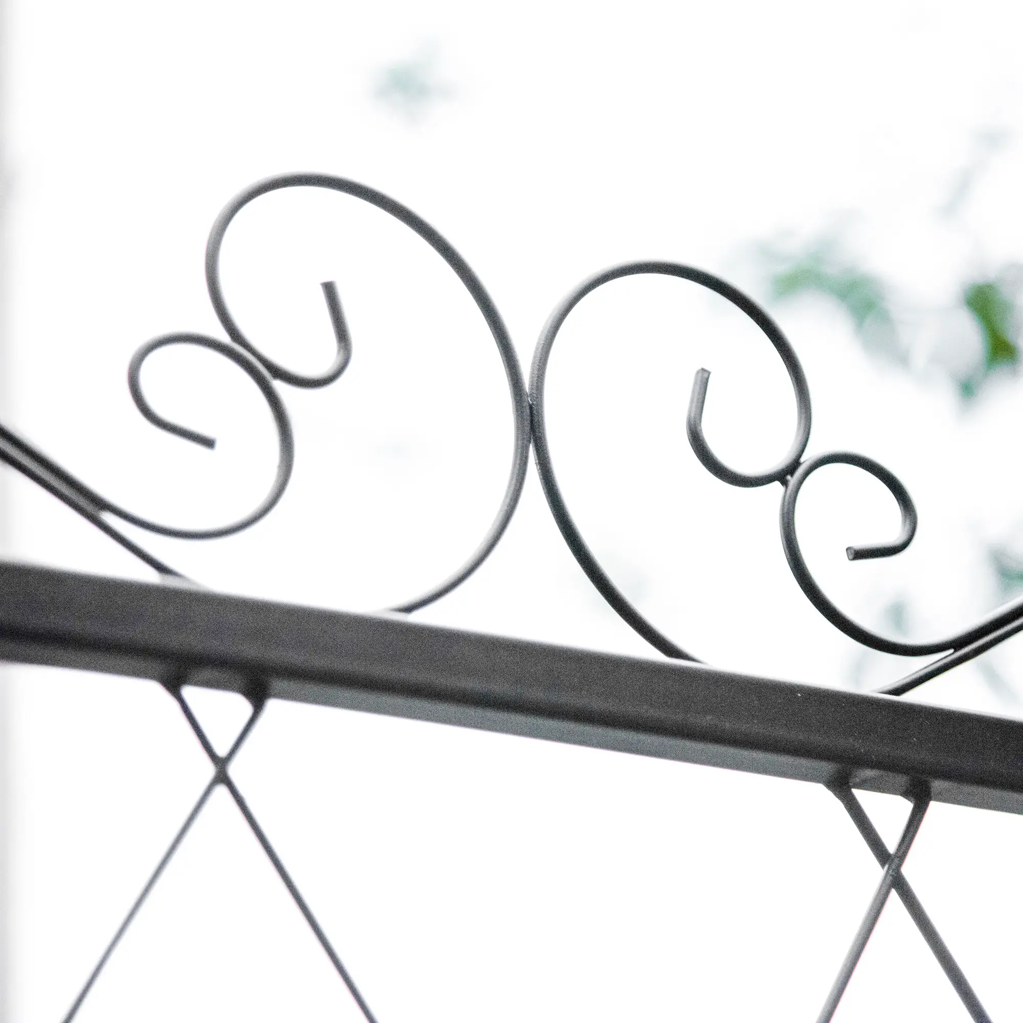 7FT Metal Garden Arch with Gate, Climbing Planter Frame, Black - Image 14