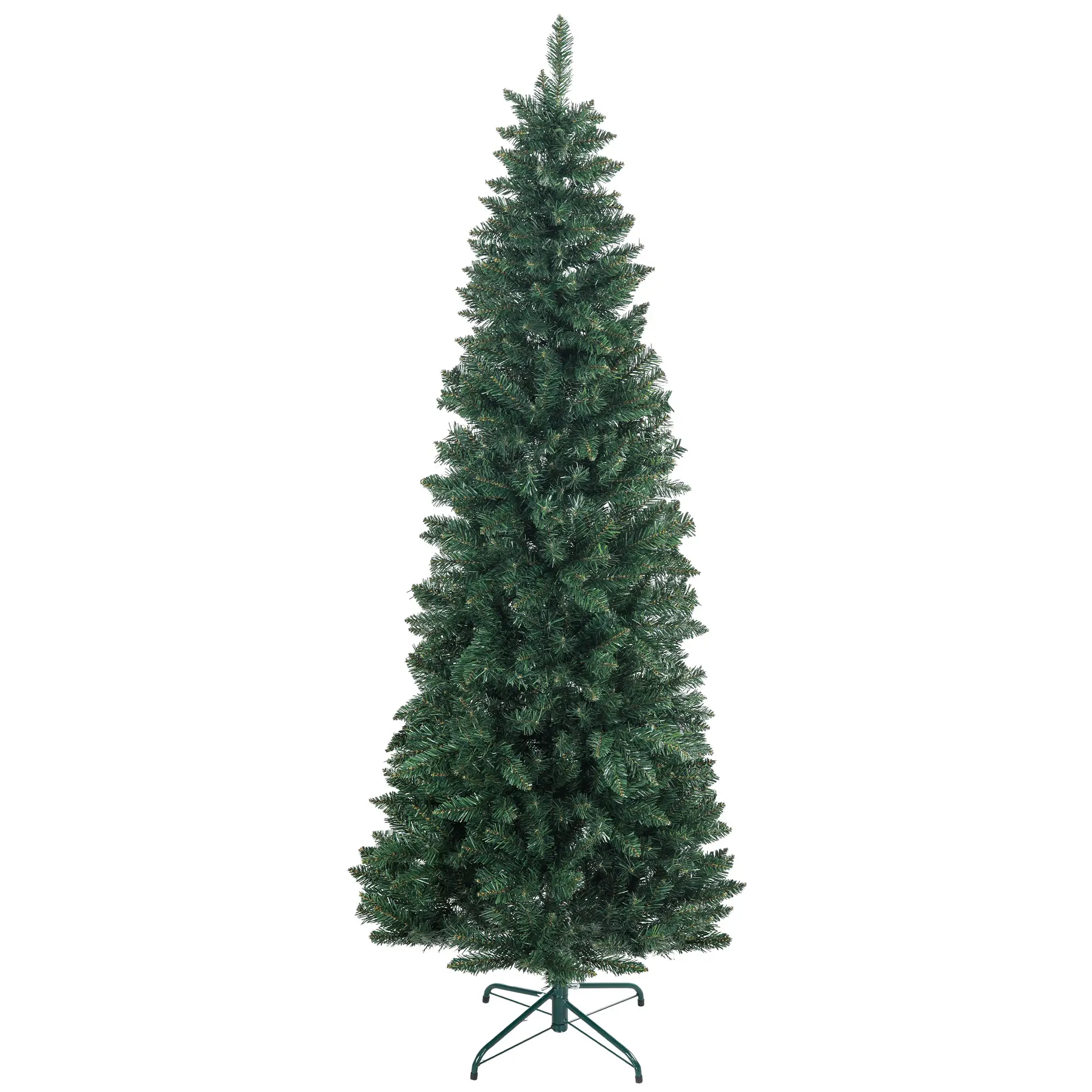 7ft Pencil Artificial Christmas Tree, 687 Branch Tips, Steel Base, Green - Image 11