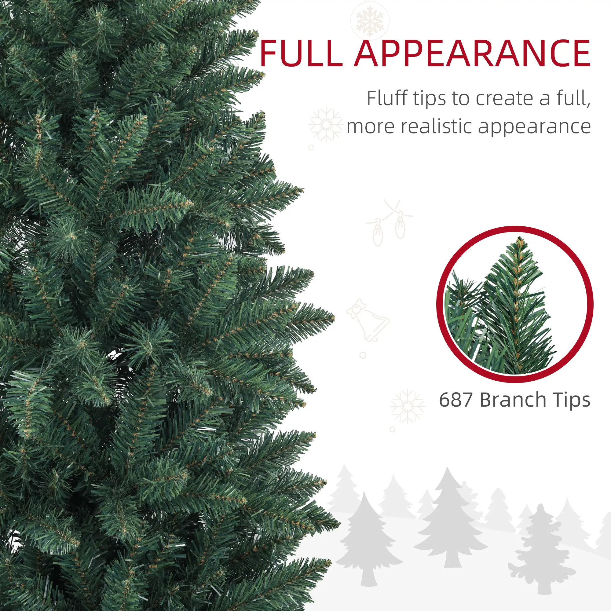 7ft Pencil Artificial Christmas Tree, 687 Branch Tips, Steel Base, Green - Image 5