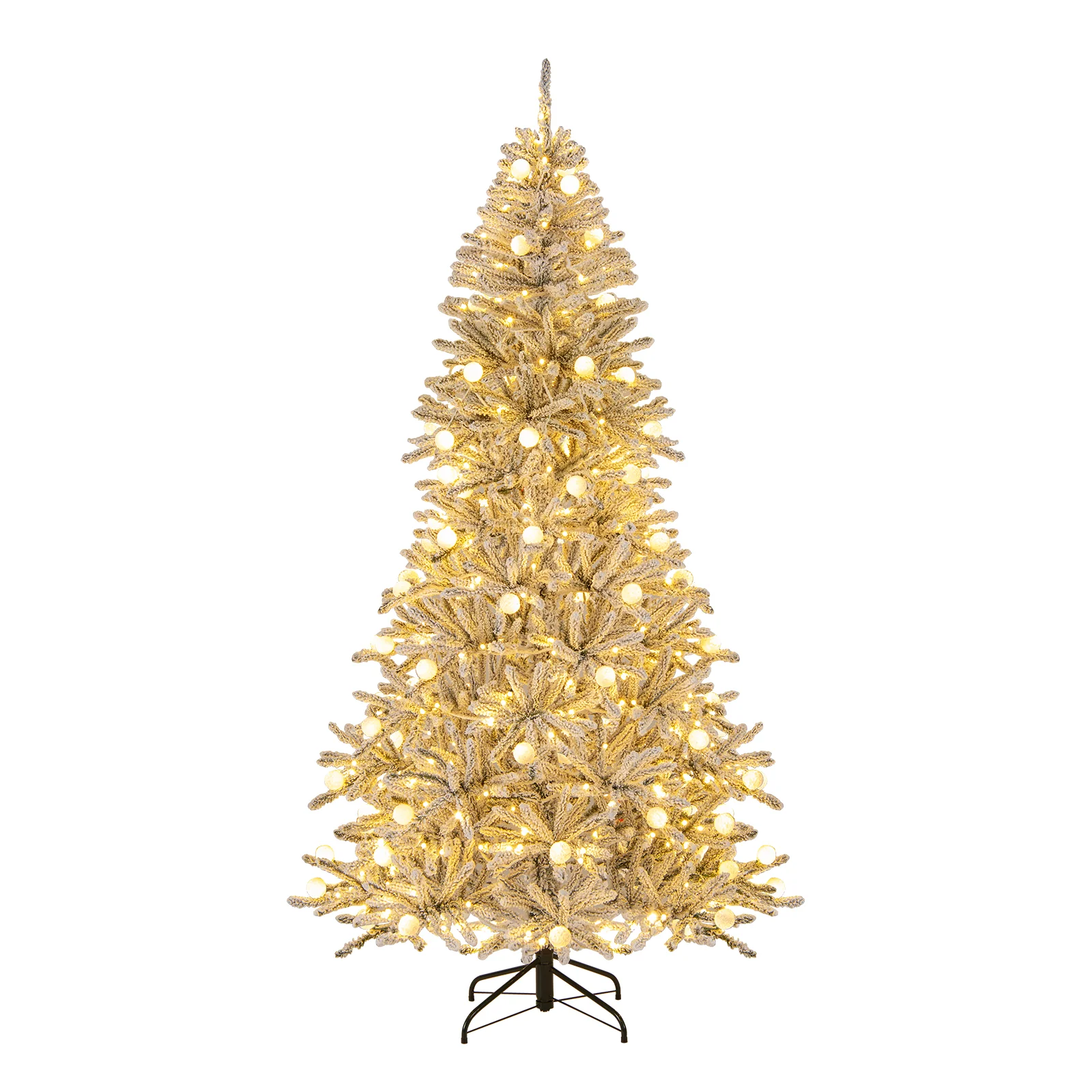 7ft Pre-lit Artificial Christmas Tree, Hinged With Remote, Green - Image 4