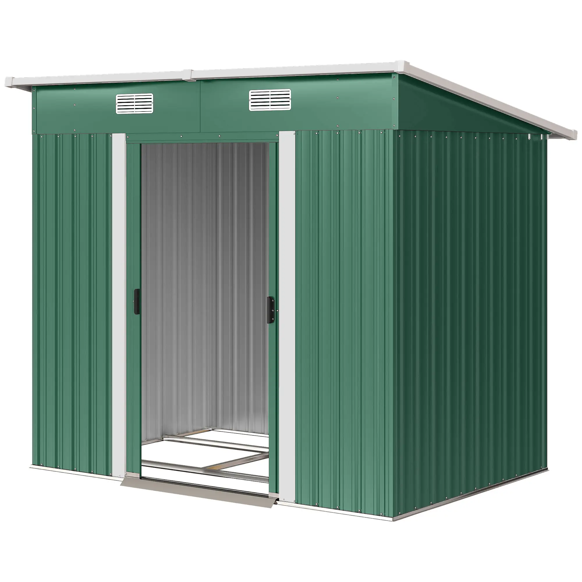 7'x 4' Metal Patio Storage Shed, Garden Tool Utility Unit, Green