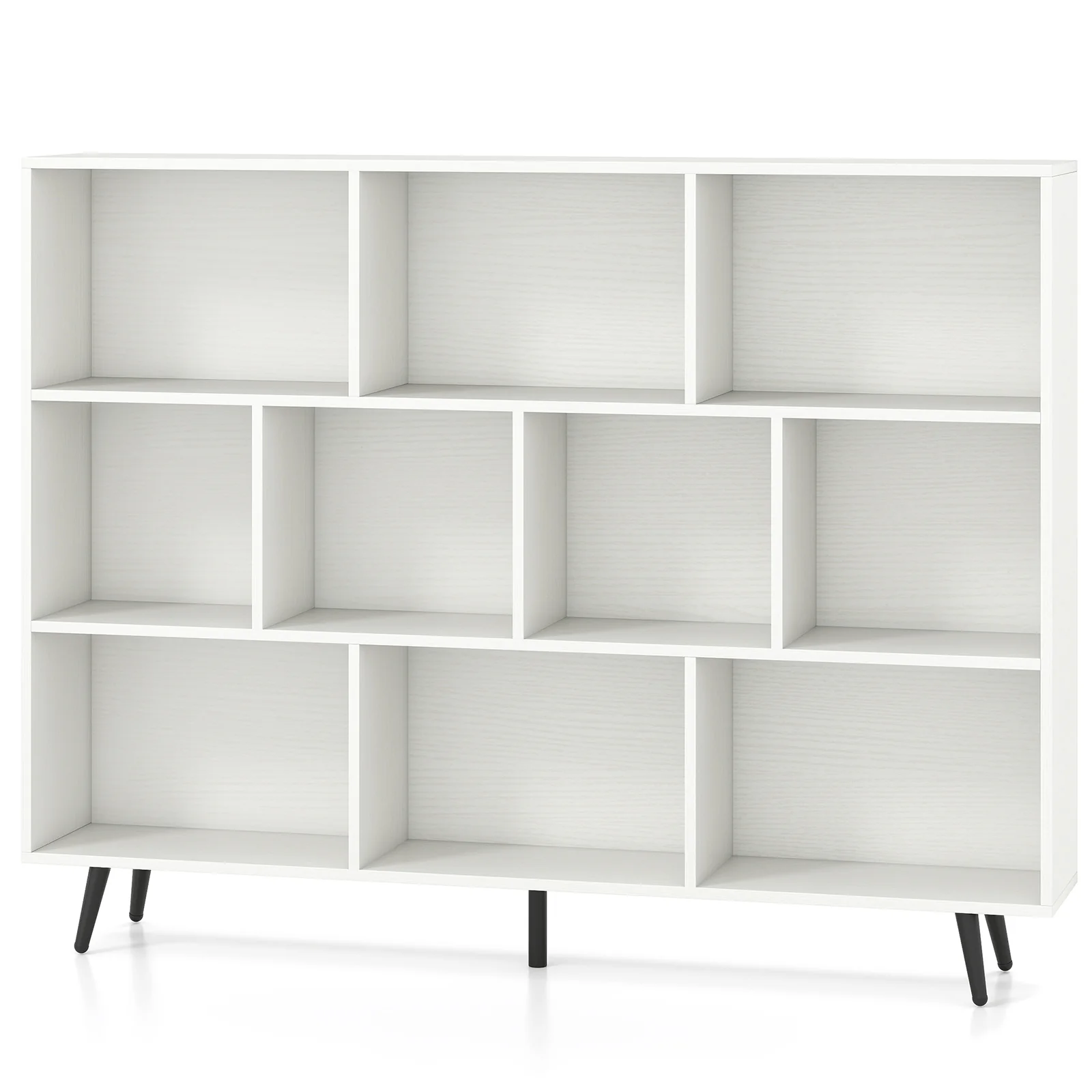 8/10-Cube Bookcase, 5 Tapered Metal Legs, Off White - Image 5