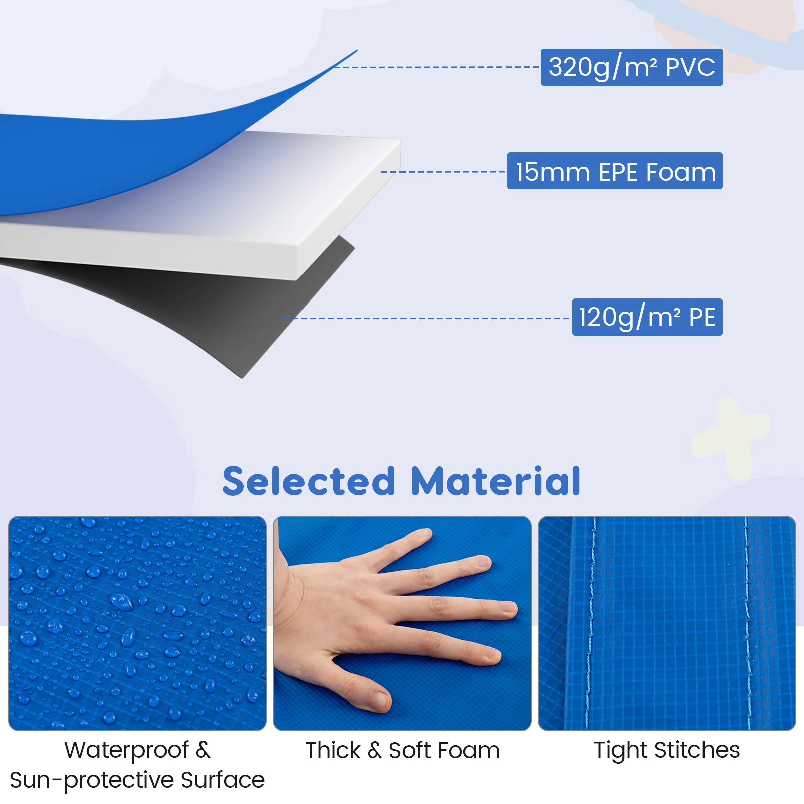8-16 FT Trampoline Pad Replacement, 15FT, Multicolor - Image 7