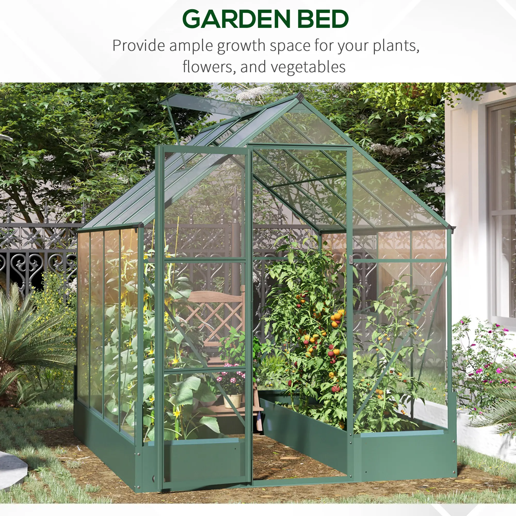 8.2' x 6.2' Greenhouse, Aluminum Frame, Temperature Controlled Window - Image 10