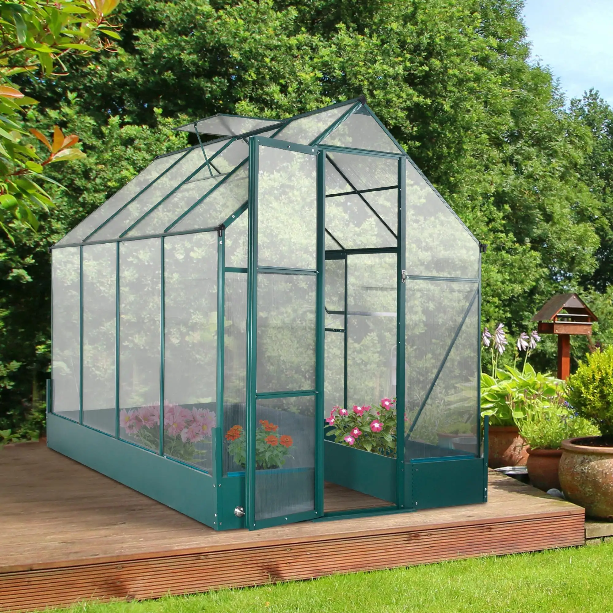 8.2' x 6.2' Greenhouse, Aluminum Frame, Temperature Controlled Window - Image 2