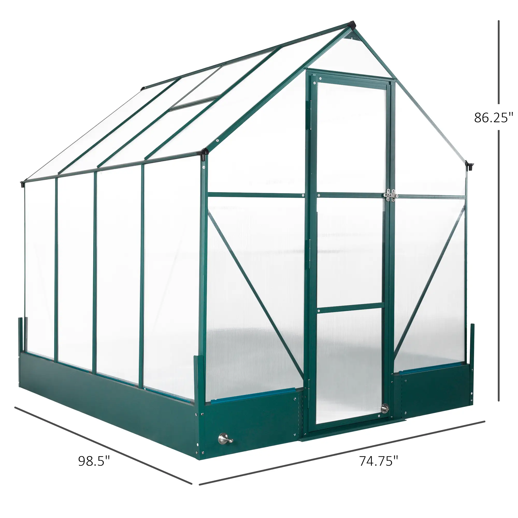 8.2' x 6.2' Greenhouse, Aluminum Frame, Temperature Controlled Window - Image 3