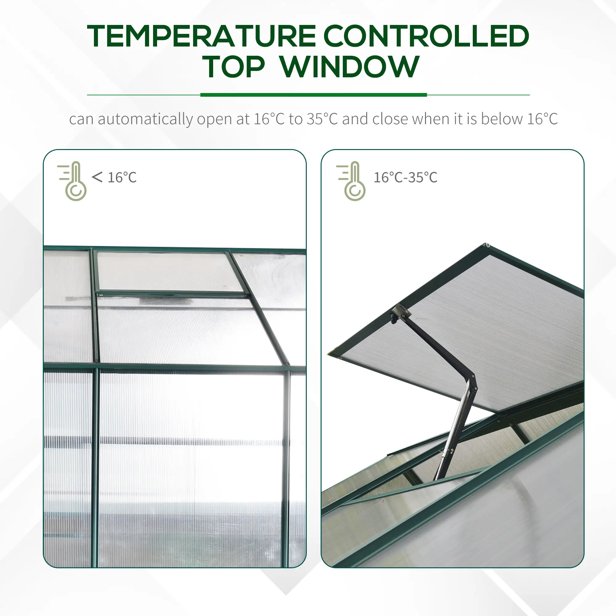 8.2' x 6.2' Greenhouse, Aluminum Frame, Temperature Controlled Window - Image 6
