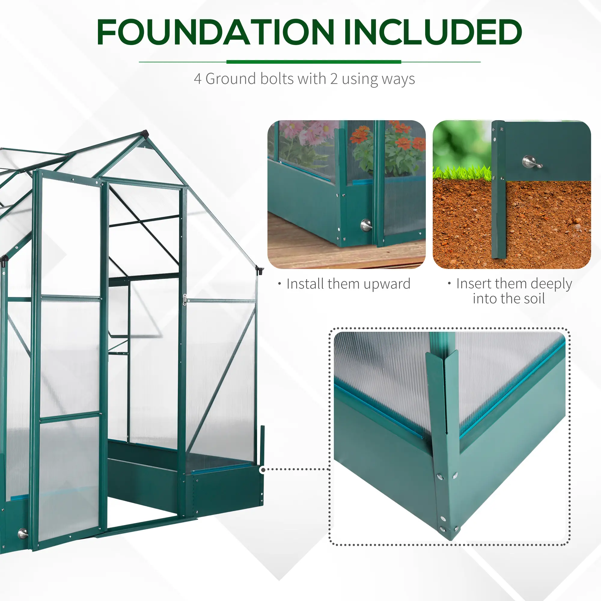 8.2' x 6.2' Greenhouse, Aluminum Frame, Temperature Controlled Window - Image 7