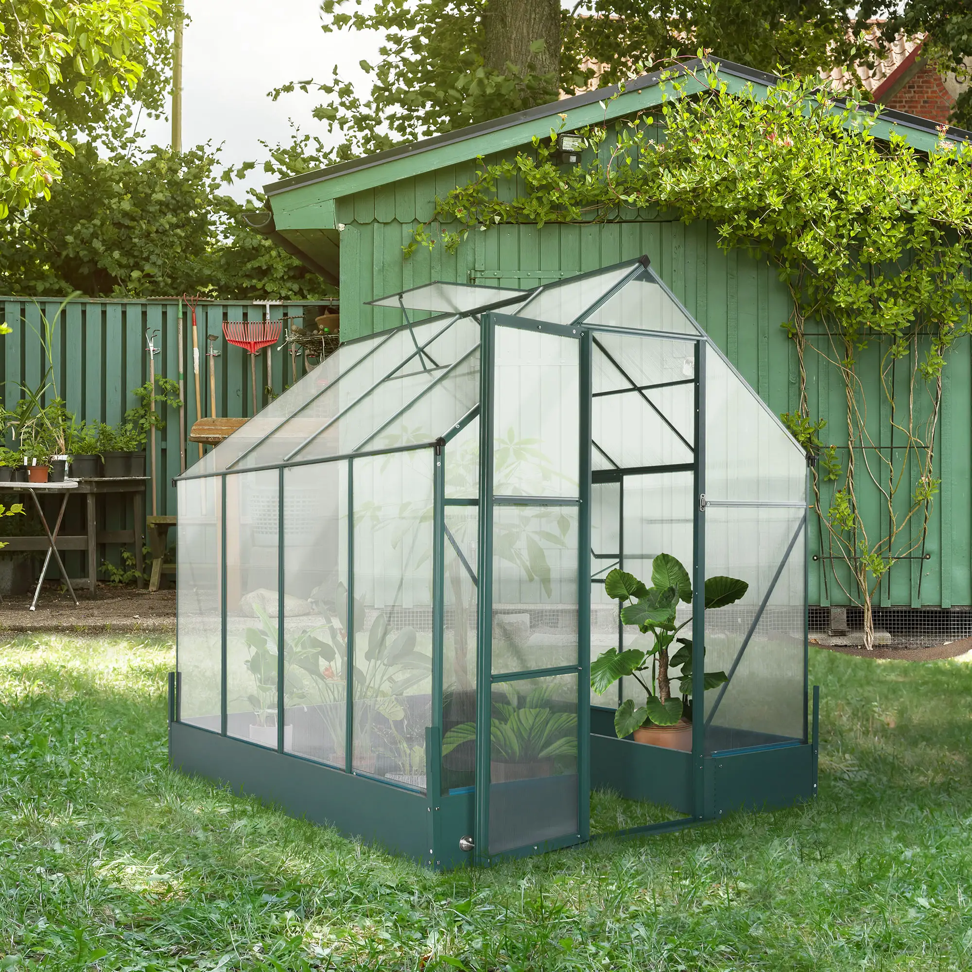 8.2' x 6.2' Greenhouse, Aluminum Frame, Temperature Controlled Window - Image 8
