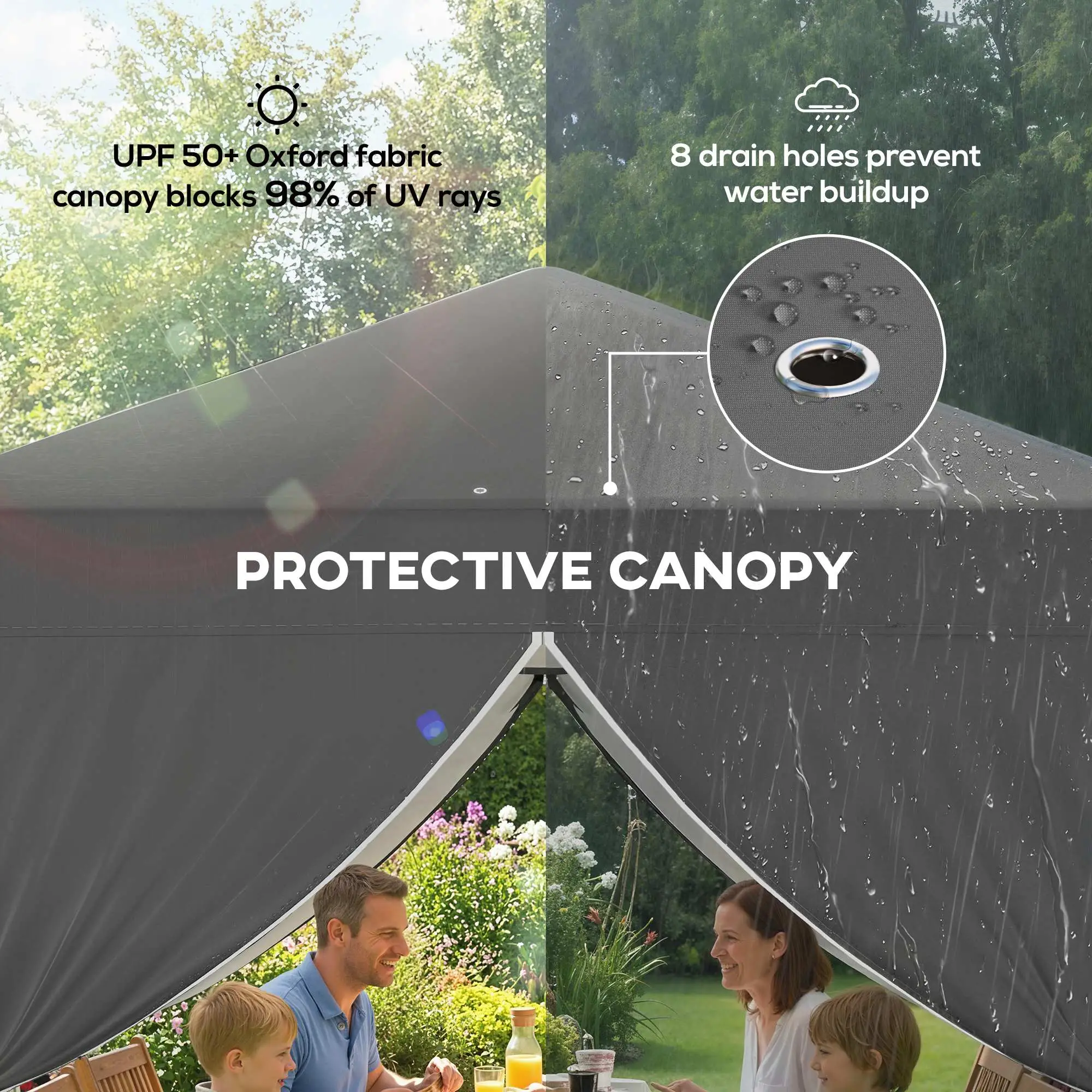 8.2 x 8.2 ft Pop Up Canopy Tent, 4 Sidewalls, UPF 50+, Sandbags, Dark Grey - Image 4