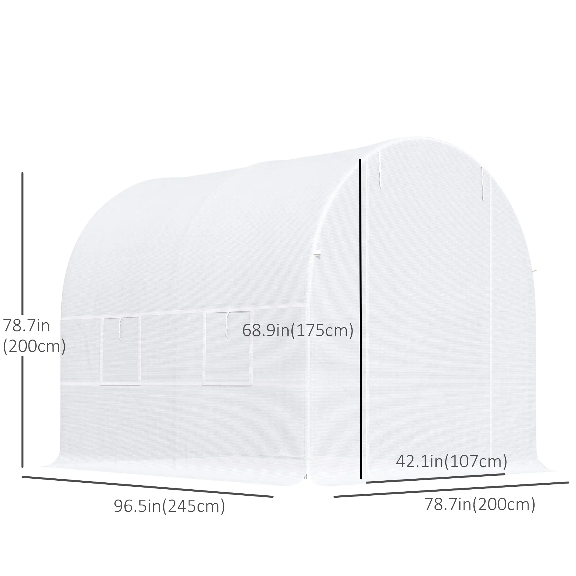 8.2x6.6x6.6ft Walk-in Greenhouse, Portable Garden Plant House, White - Image 3