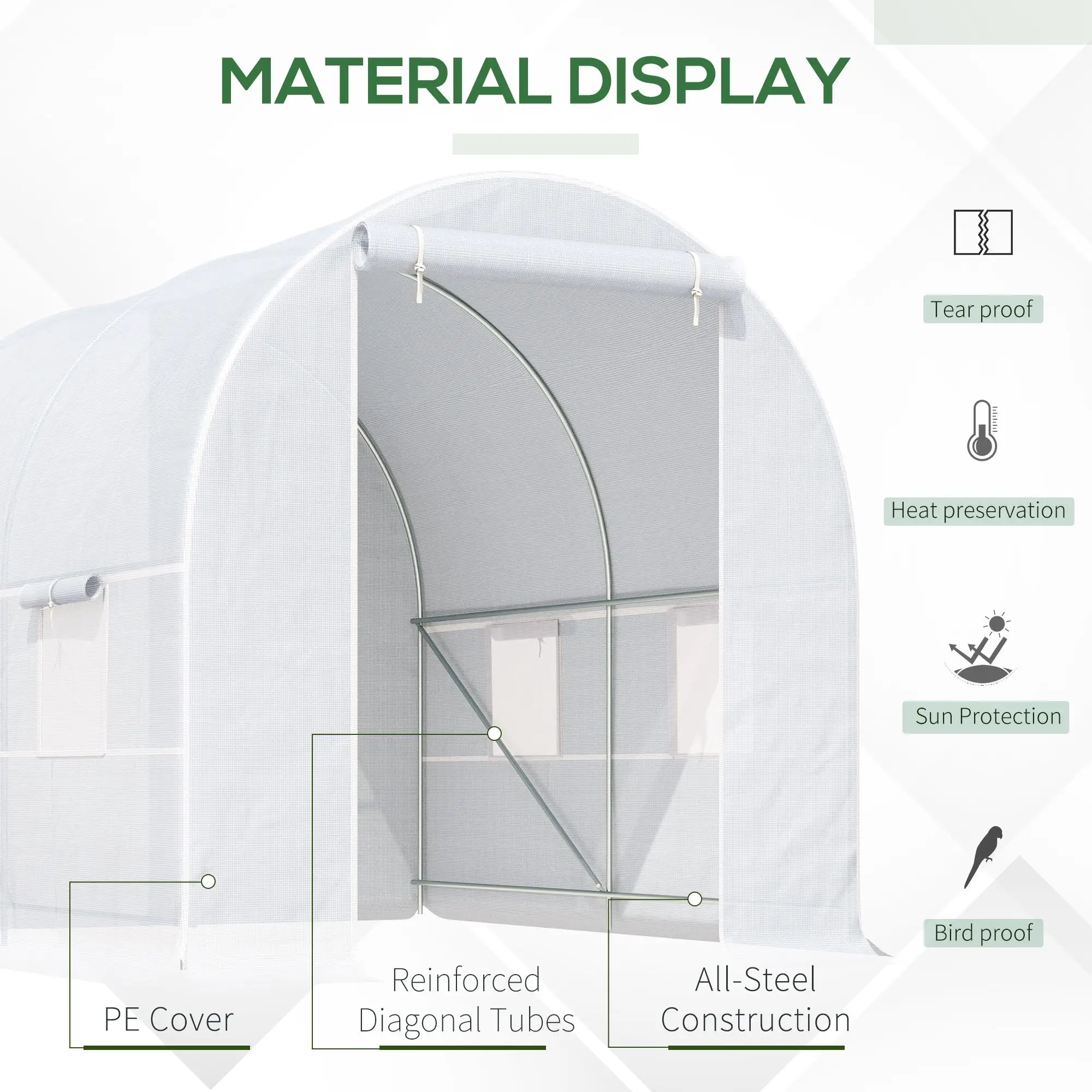 8.2x6.6x6.6ft Walk-in Greenhouse, Portable Garden Plant House, White - Image 4