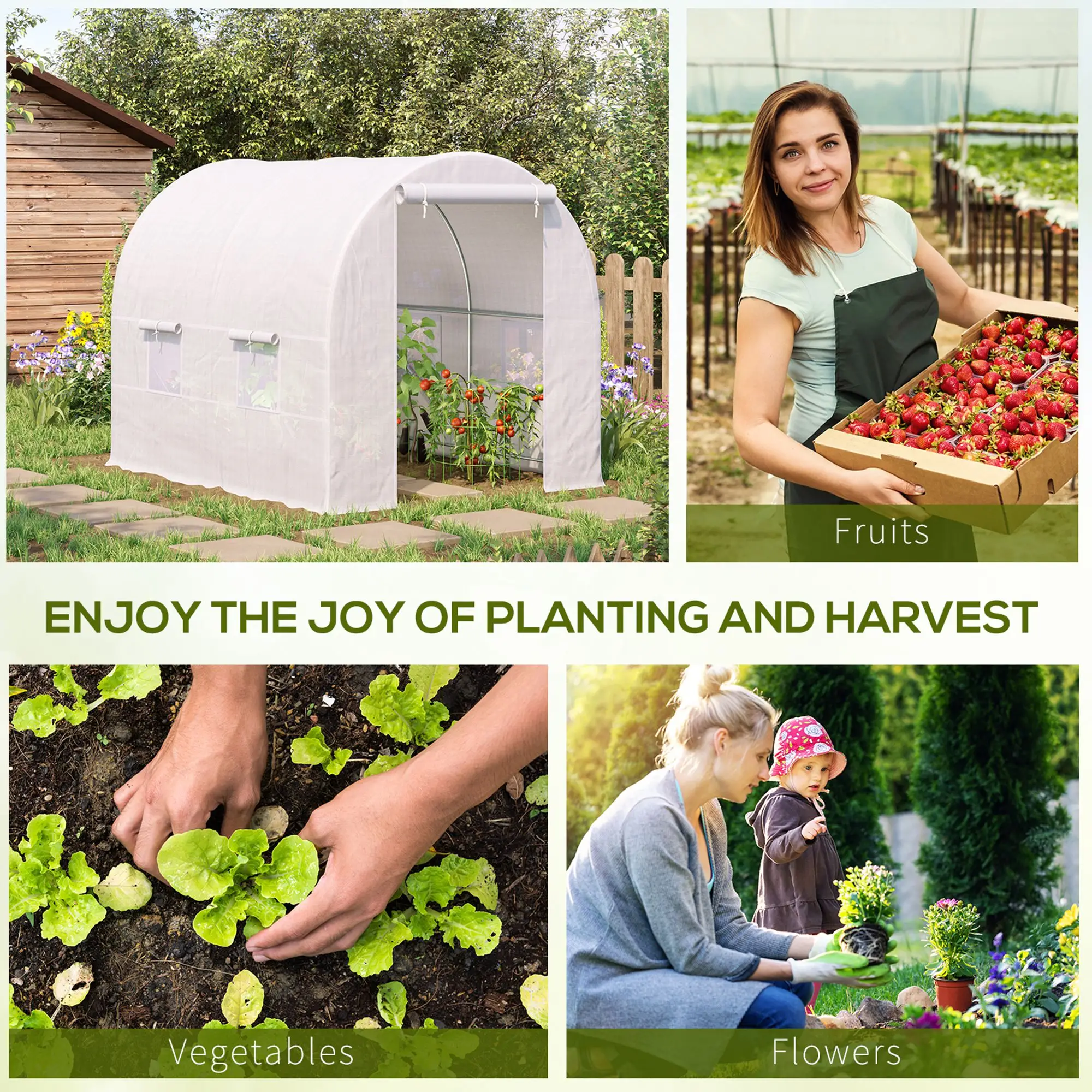 8.2x6.6x6.6ft Walk-in Greenhouse, Portable Garden Plant House, White - Image 6