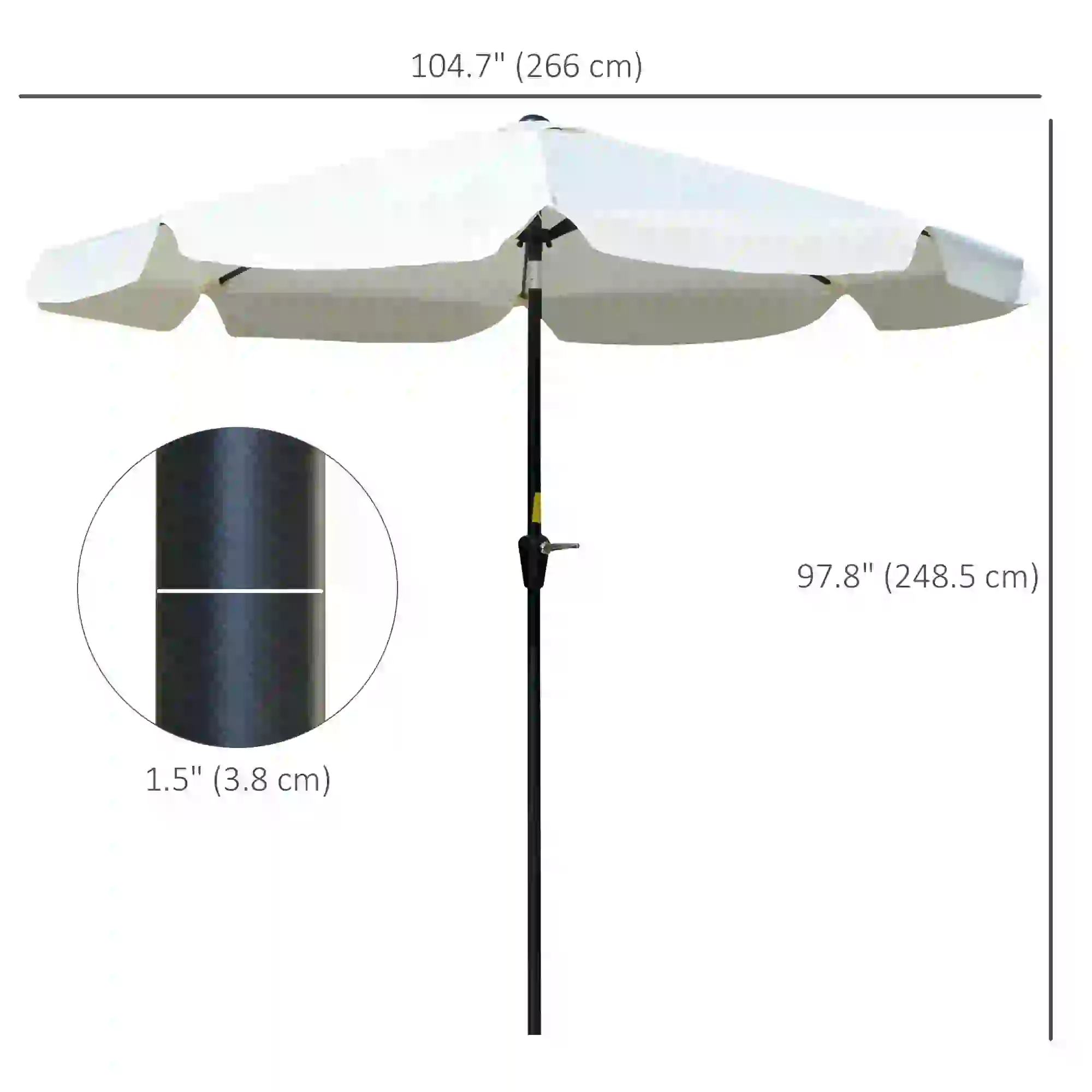 8.5 ft Round Patio Umbrella, Tilt and Crank, Cream White - Image 3