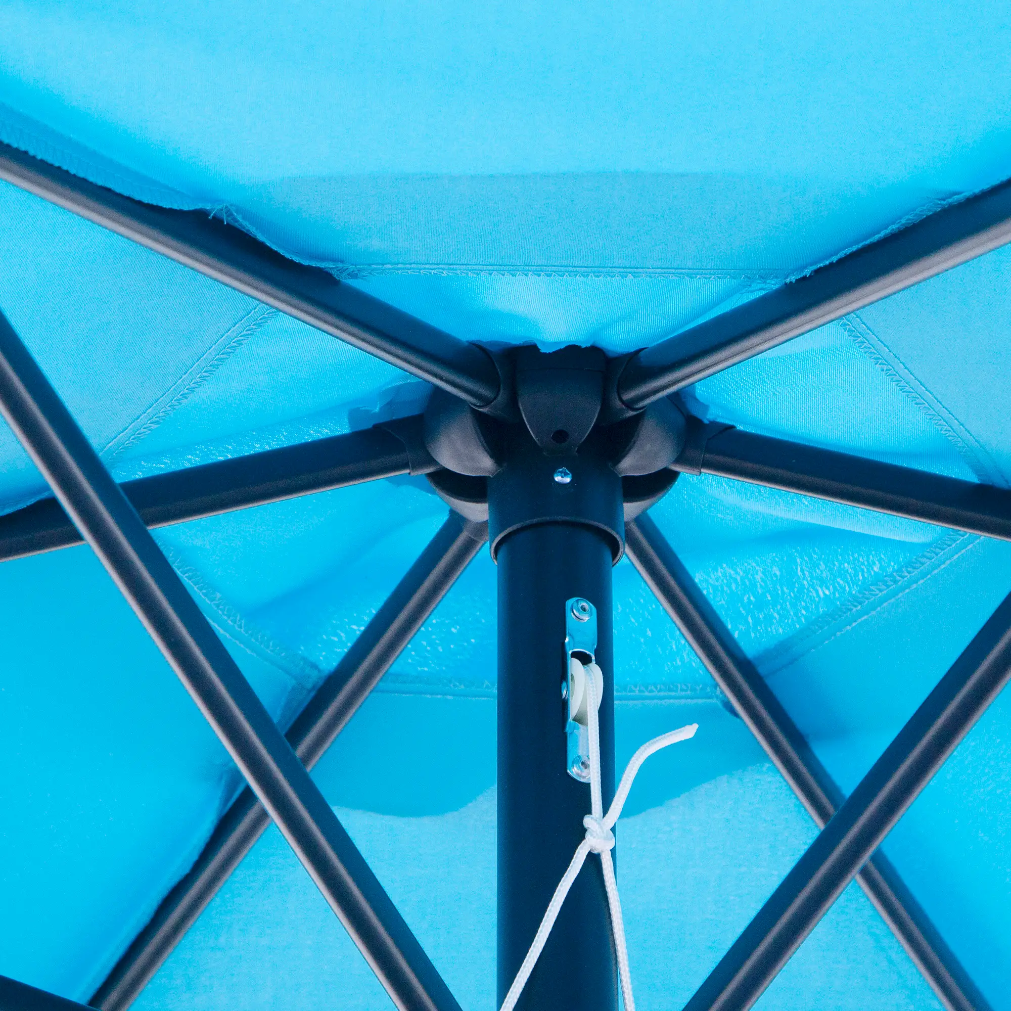 8.5' Round Aluminum Patio Umbrella, Tilt Canopy, 6 Ribs, Blue - Image 10