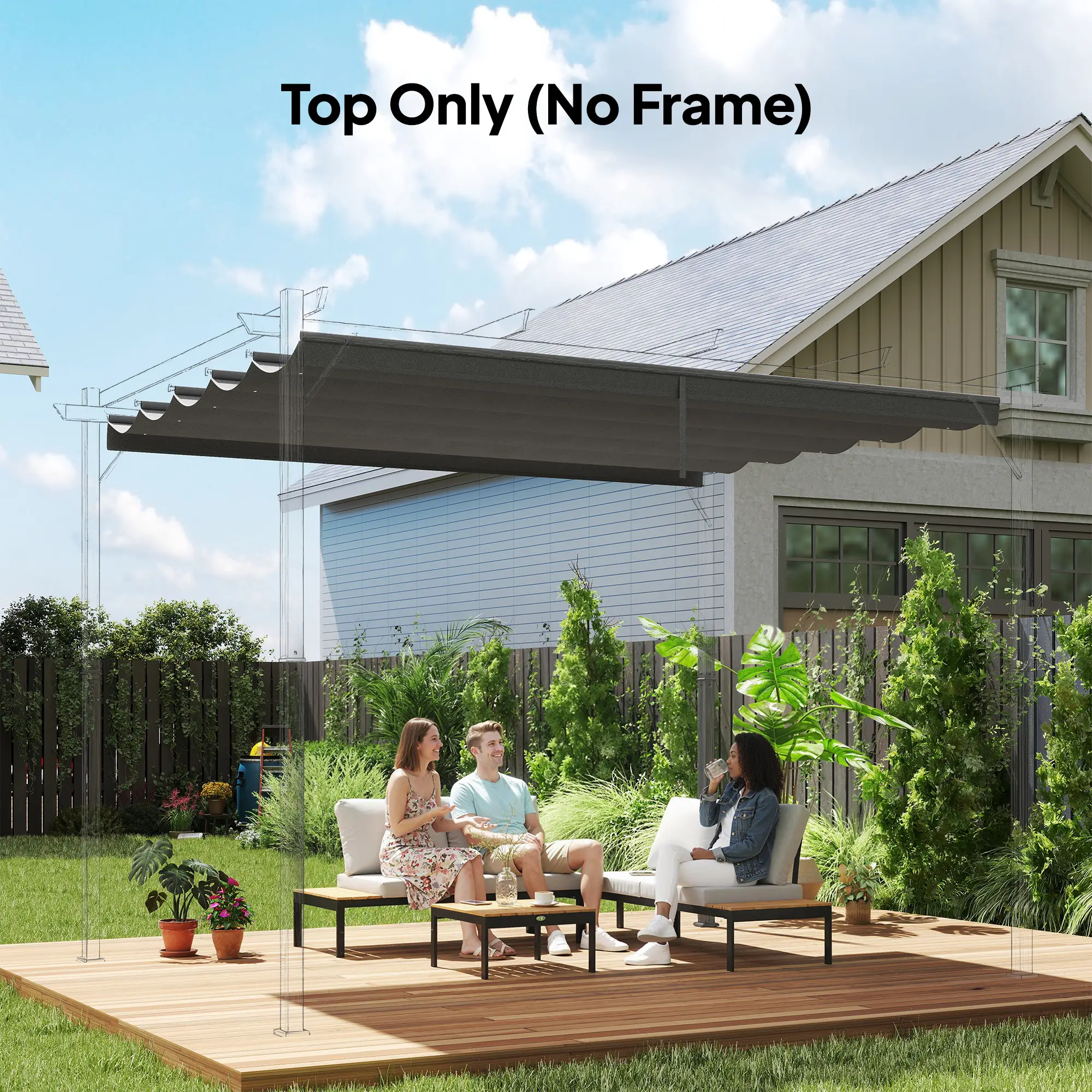 8.5' x 11.5' Pergola Canopy Replacement, Fit 10' x 13' Frame, Light Grey - Image 2