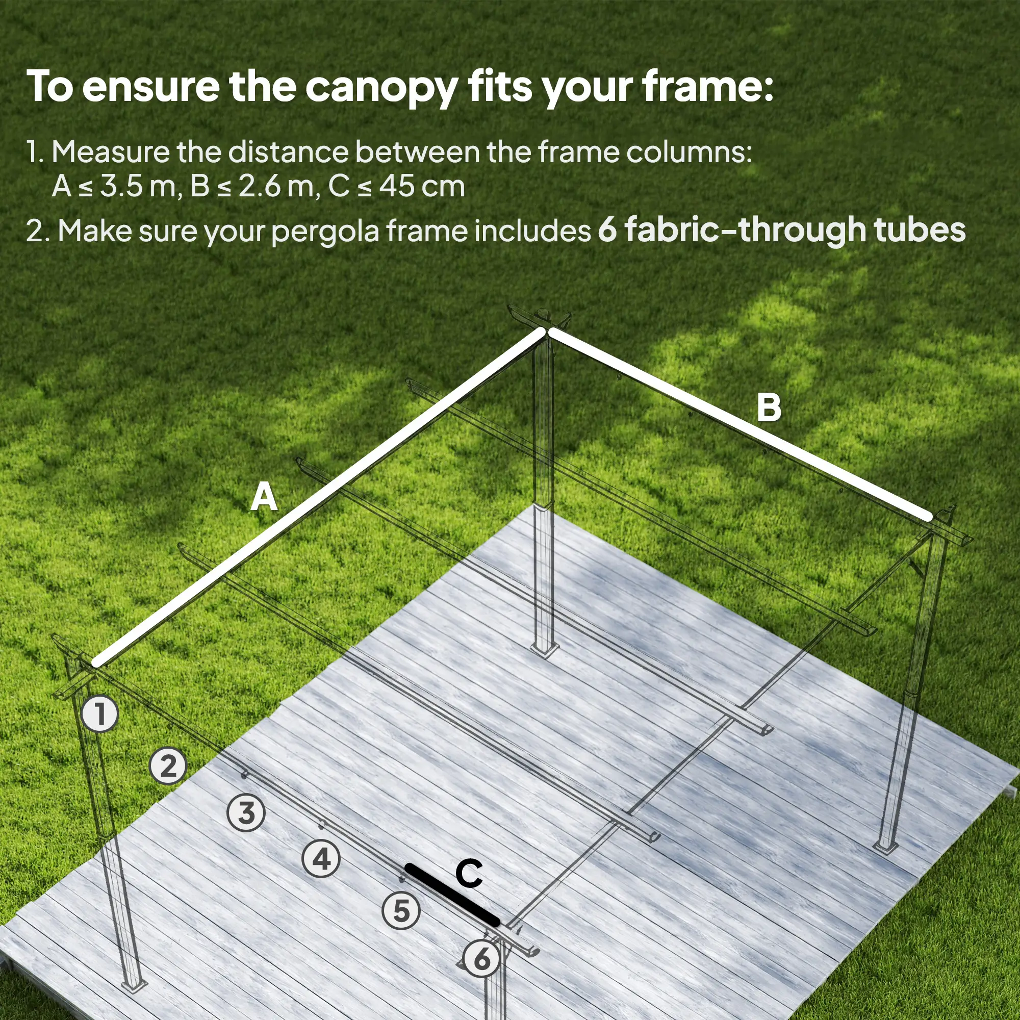 8.5' x 11.5' Pergola Canopy Replacement, Fit 10' x 13' Frame, Light Grey - Image 4