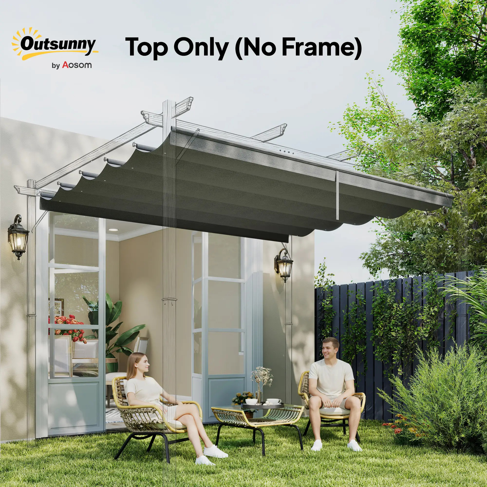 8.5' x 11.5' Pergola Canopy Replacement, Fit 10' x 13' Frame, Light Grey - Image 7