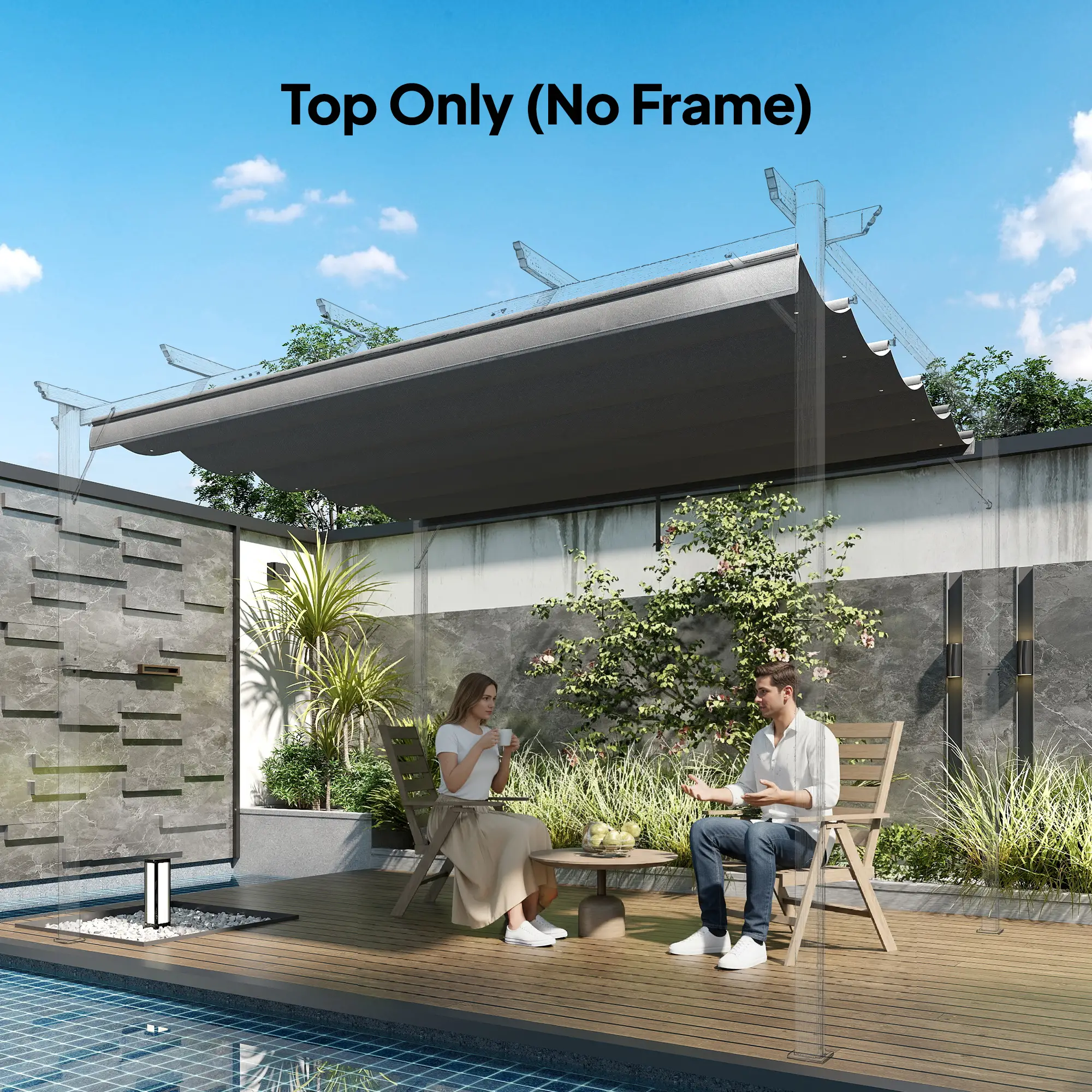 8.5' x 11.5' Pergola Canopy Replacement, Fit 10' x 13' Frame, Light Grey - Image 8