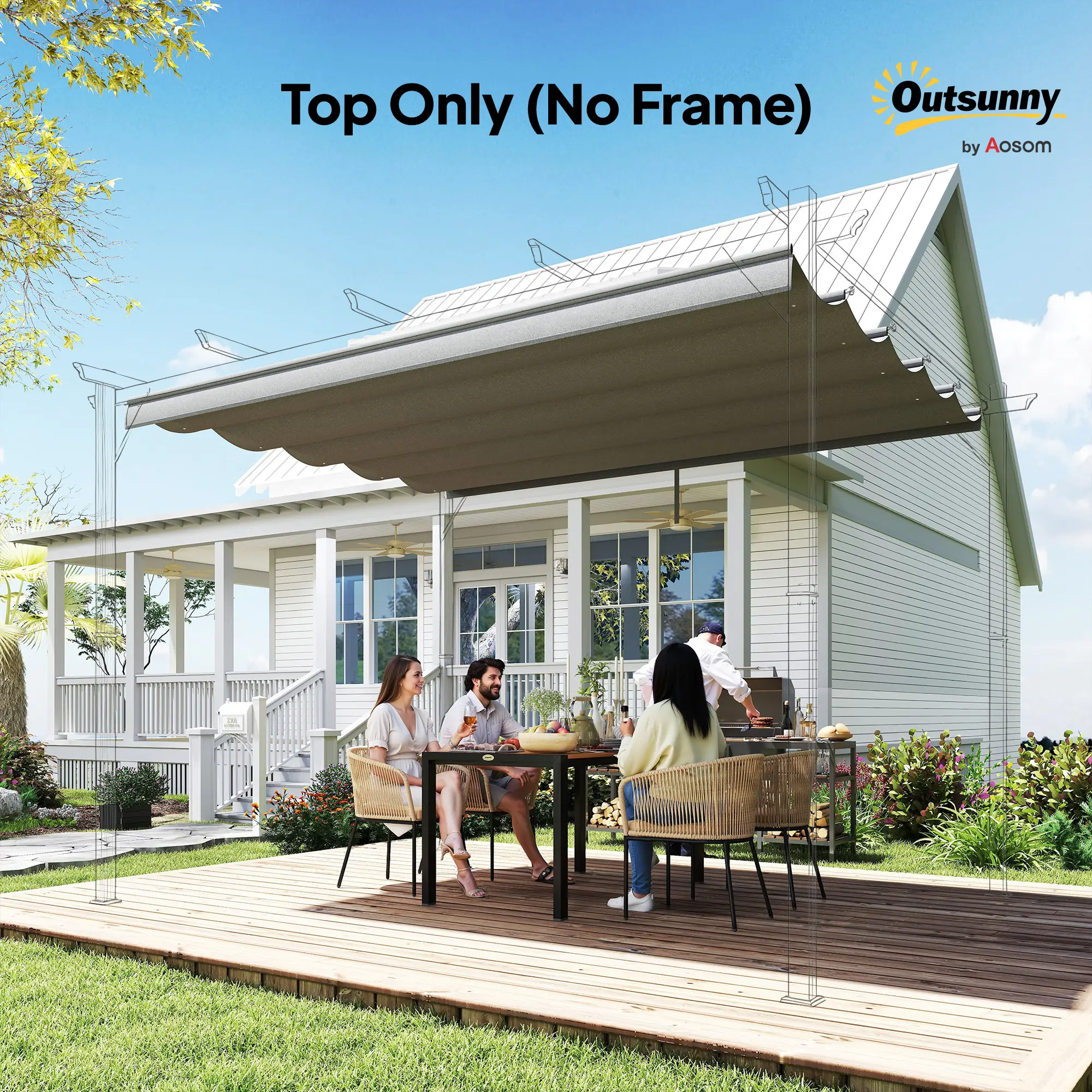 8.5' x 11.5' Pergola Canopy Replacement, Fit 10' x 13' Frame, Light Grey - Image 9