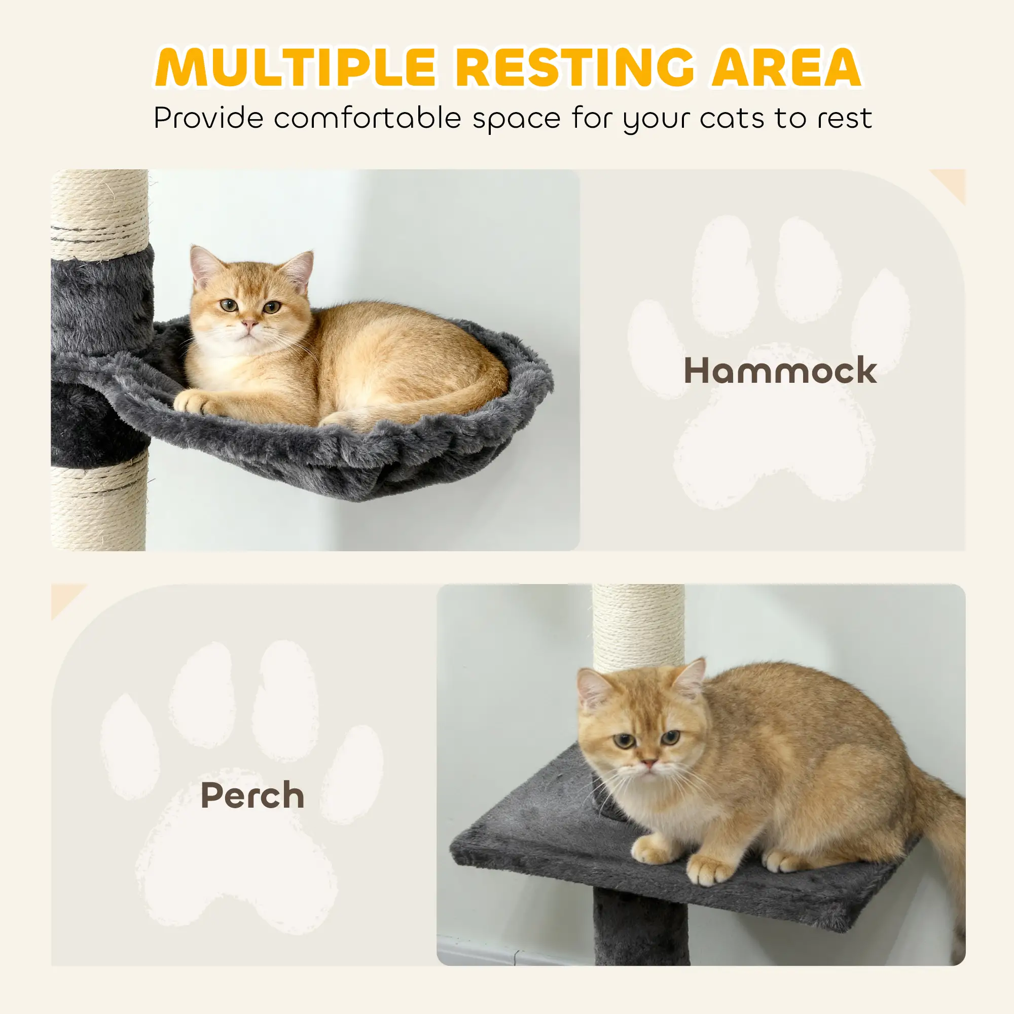 8.5ft Cat Climbing Tree, 5-Tier Activity Center, Scratching Post, Dark Grey - Image 5