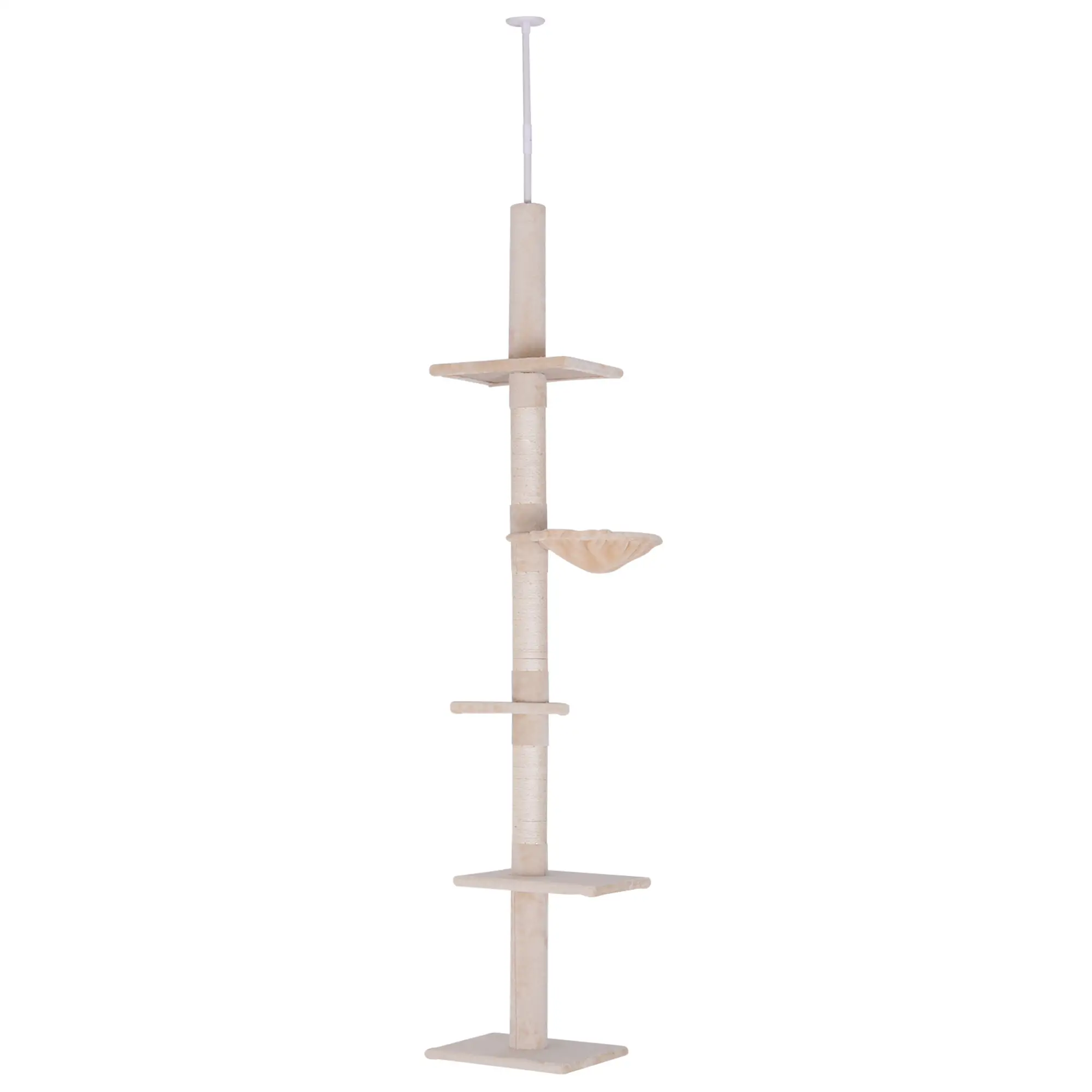 8.5ft Cat Climbing Tree, 5-Tier Kitty Activity Center, Scratching Post, Beige - Image 11