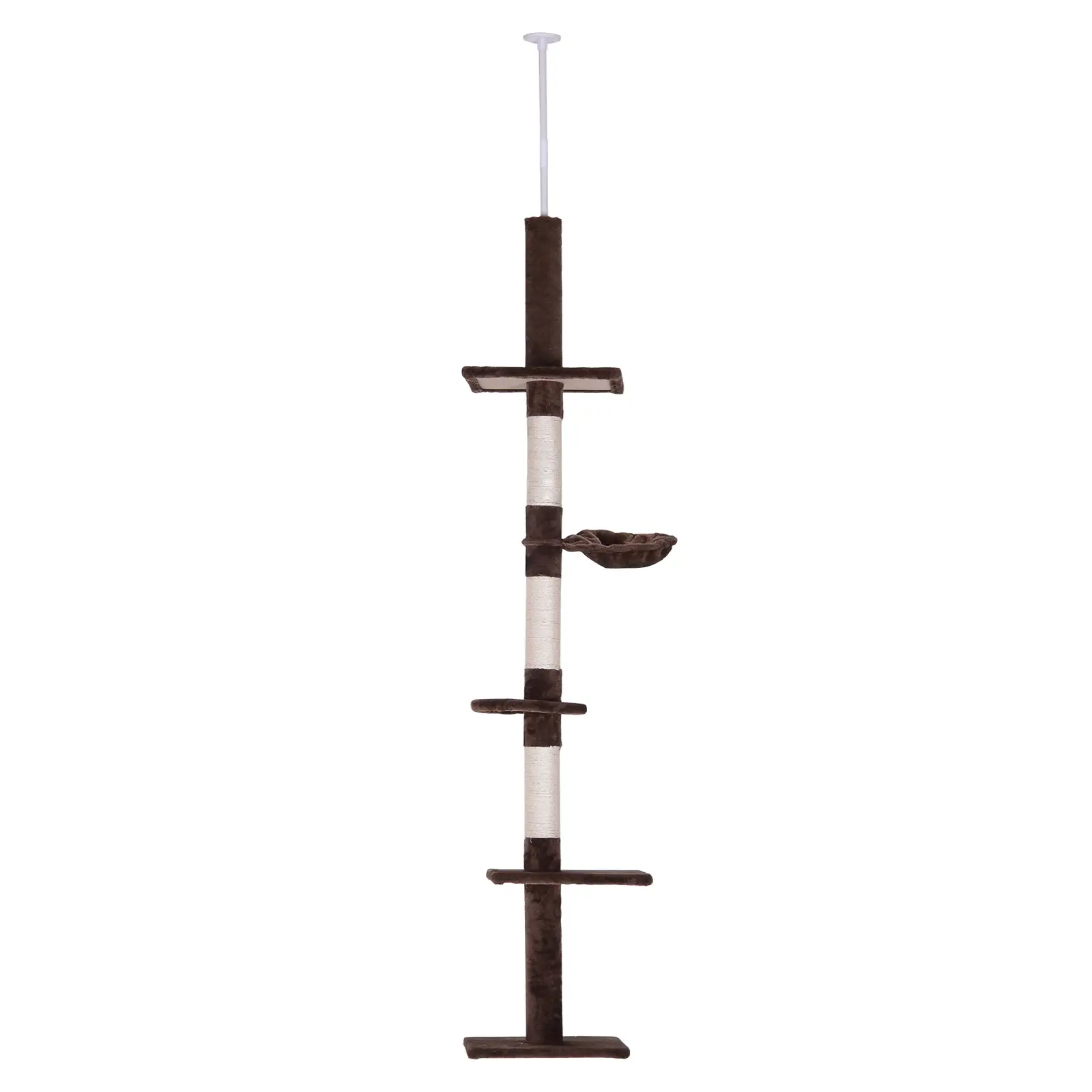 8.5ft Cat Climbing Tree, 5-Tier Kitty Activity Center, Scratching Post, Brown and White - Image 11