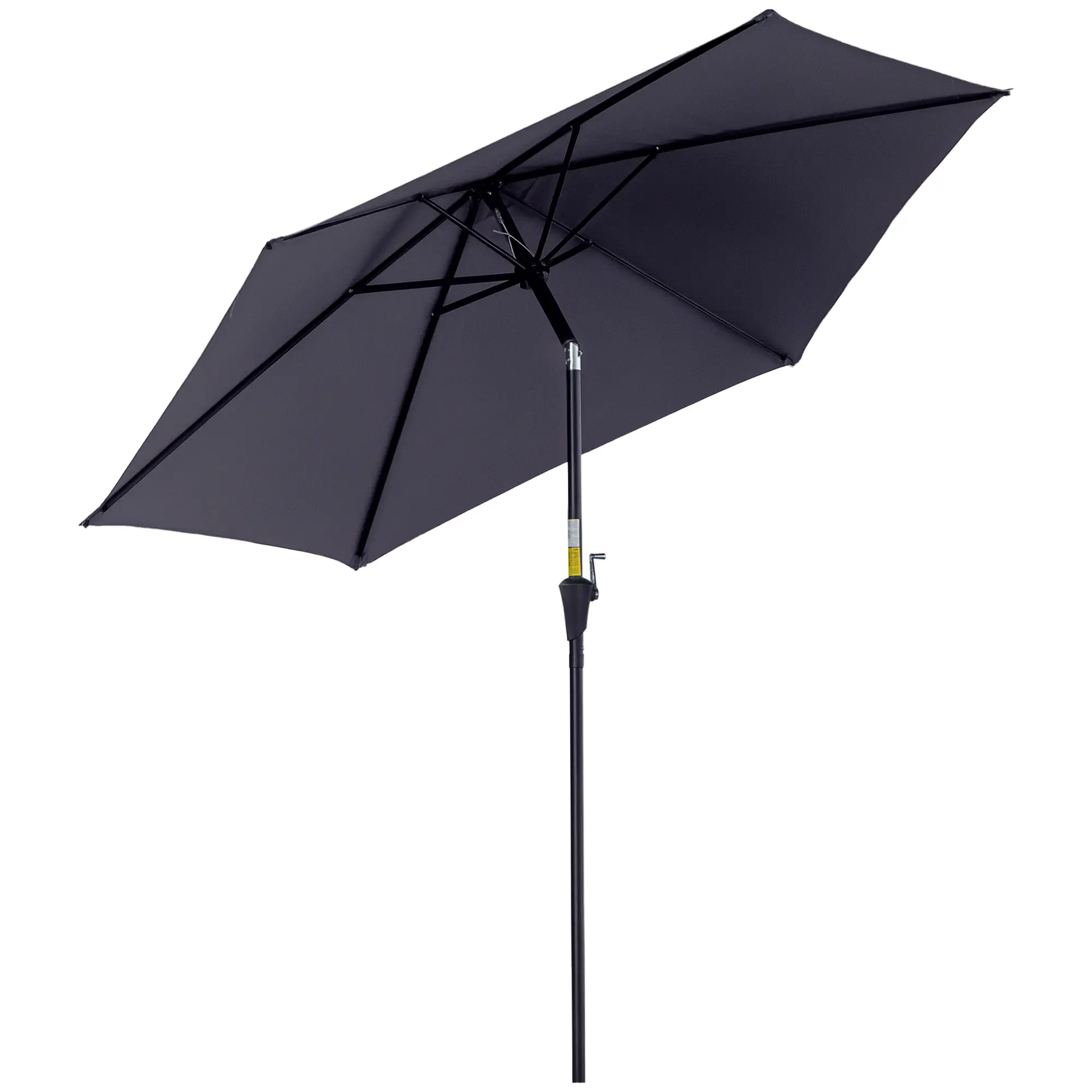 8.5FT Round Patio Umbrella, 6 Ribs, Tilt Canopy with Crank Handle, Grey