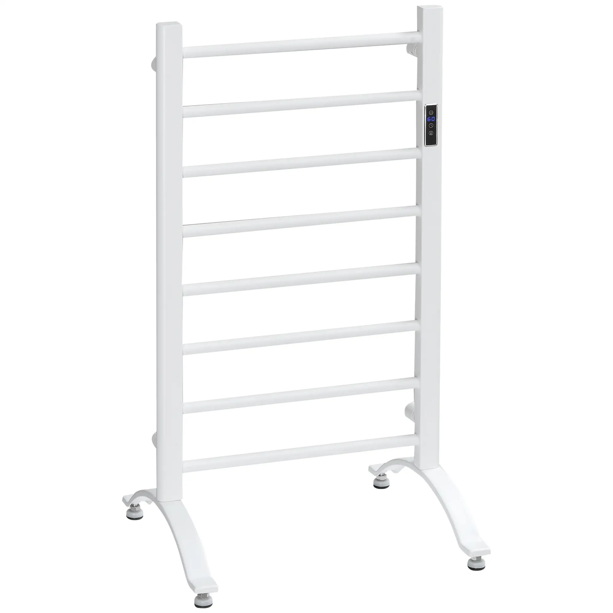 8-Bar Heated Towel Warmer, Wall Mount, Adjustable Temperature, White - Image 11