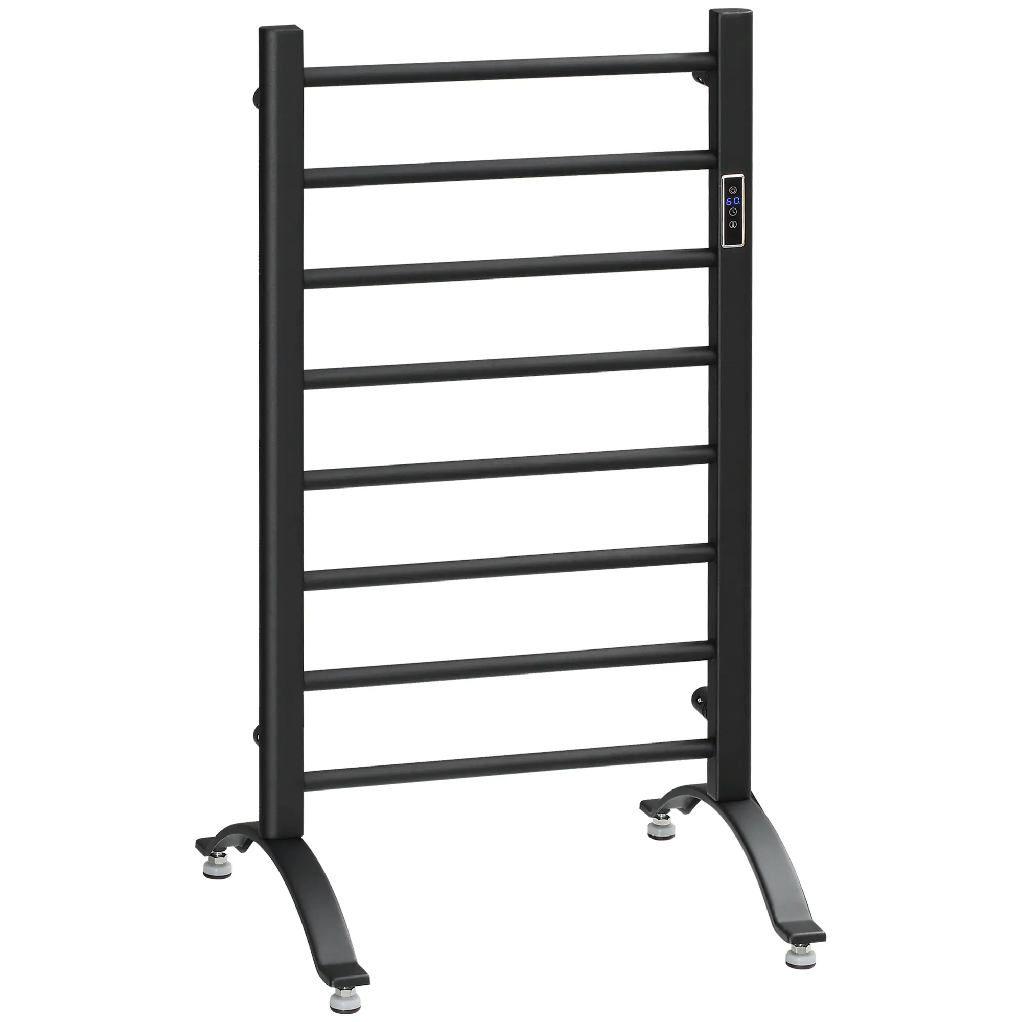 8-Bar Heated Towel Warmer, Wall Mounted, Adjustable Temperature, Black - Image 11