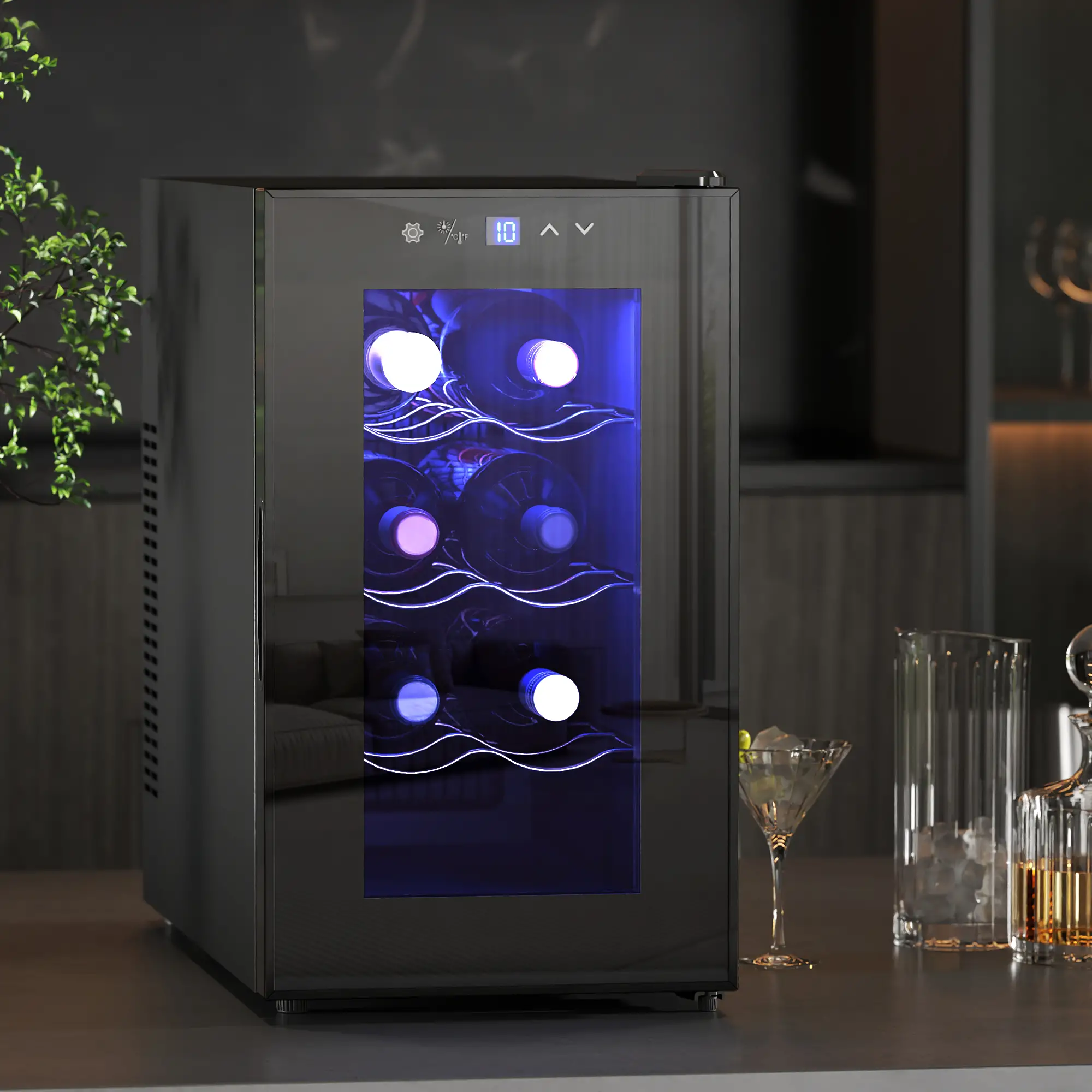 8 Bottle Wine Cooler, Glass Door, Temperature Control, Champagne - Image 2