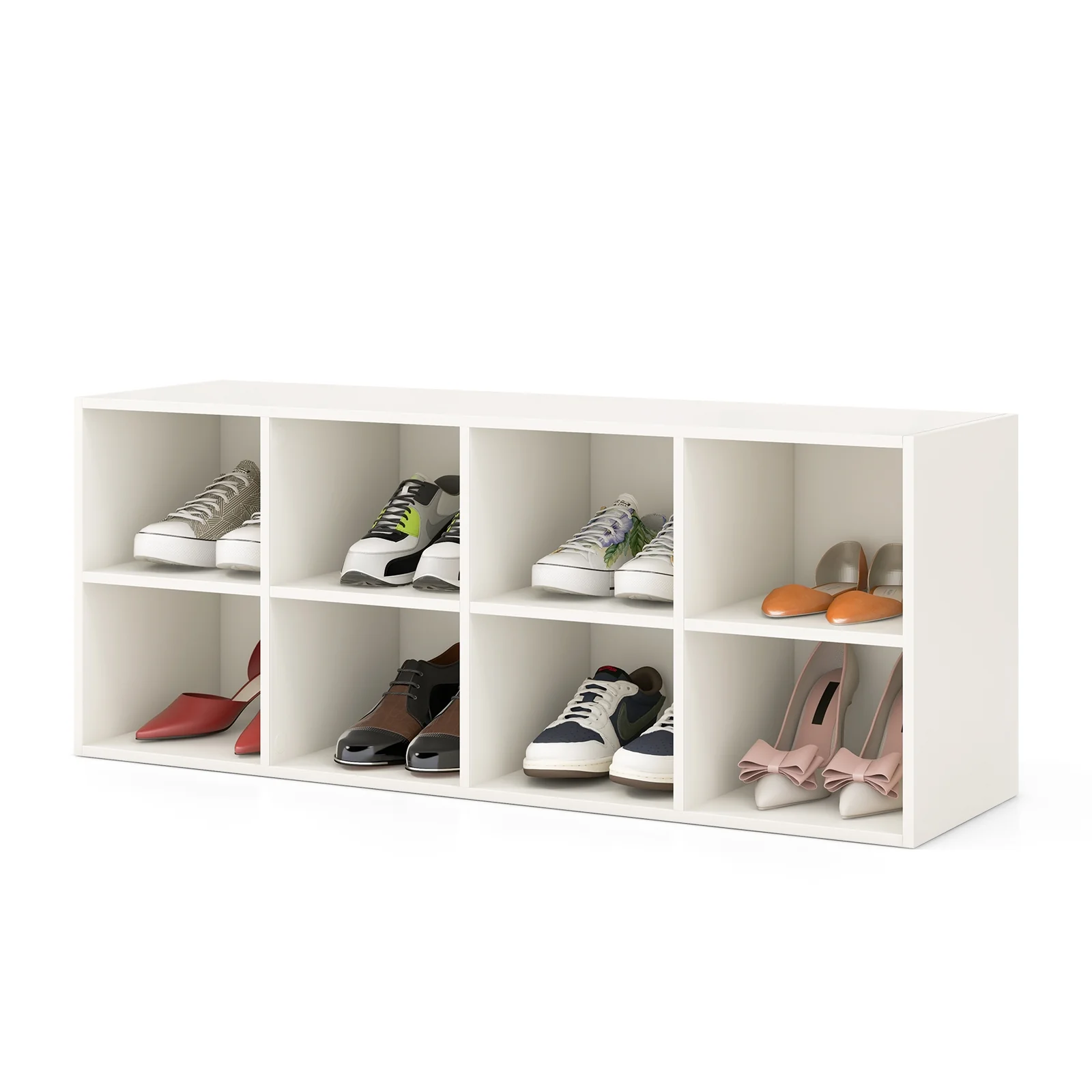 8 Cubbies Shoe Organizer, 500 LBS Weight Capacity, White - Image 5