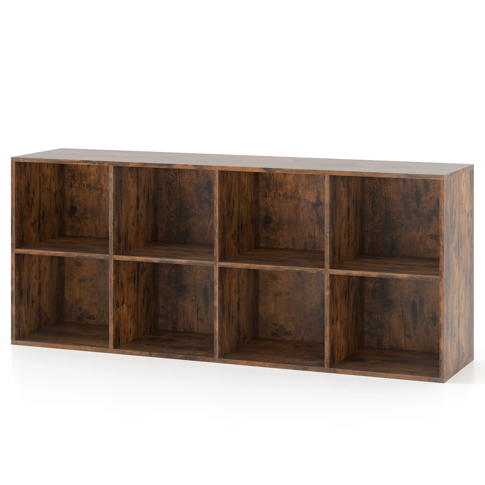 8-Cube Bookcase Bookshelf, Storage Organizer, Rustic Brown