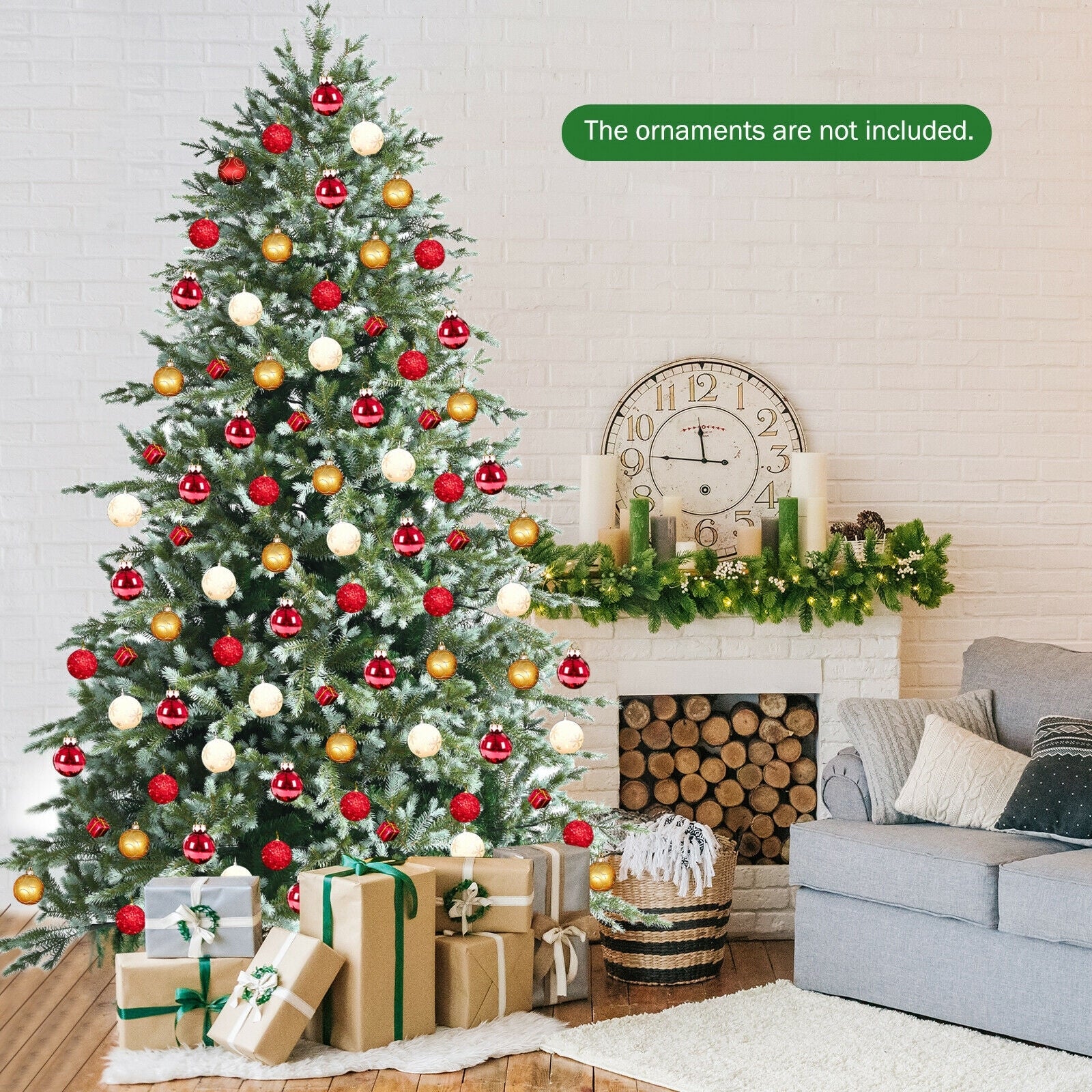 8 Feet Hinged Artificial Christmas Spruce Tree, Green - Image 2