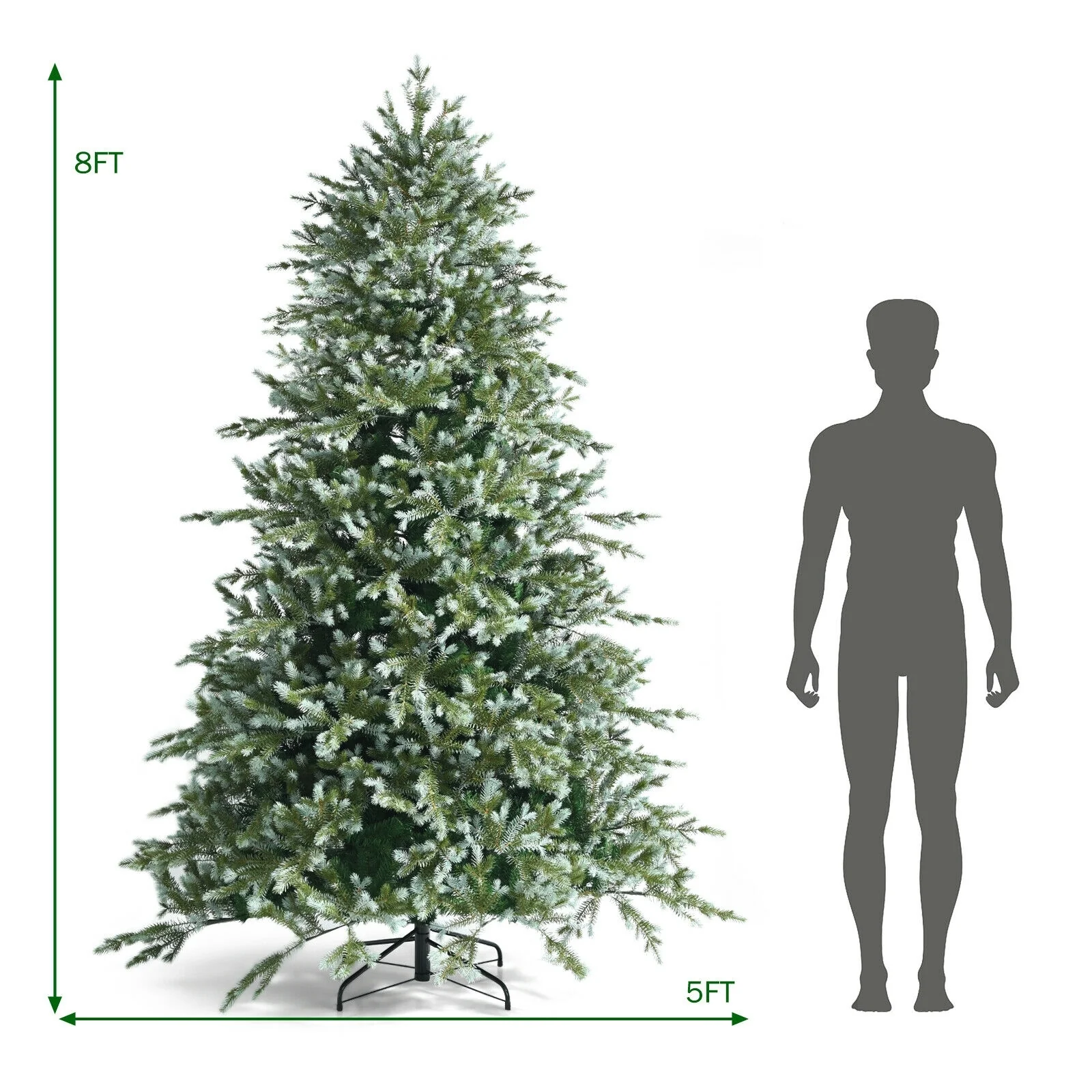8 Feet Hinged Artificial Christmas Spruce Tree, Green - Image 5