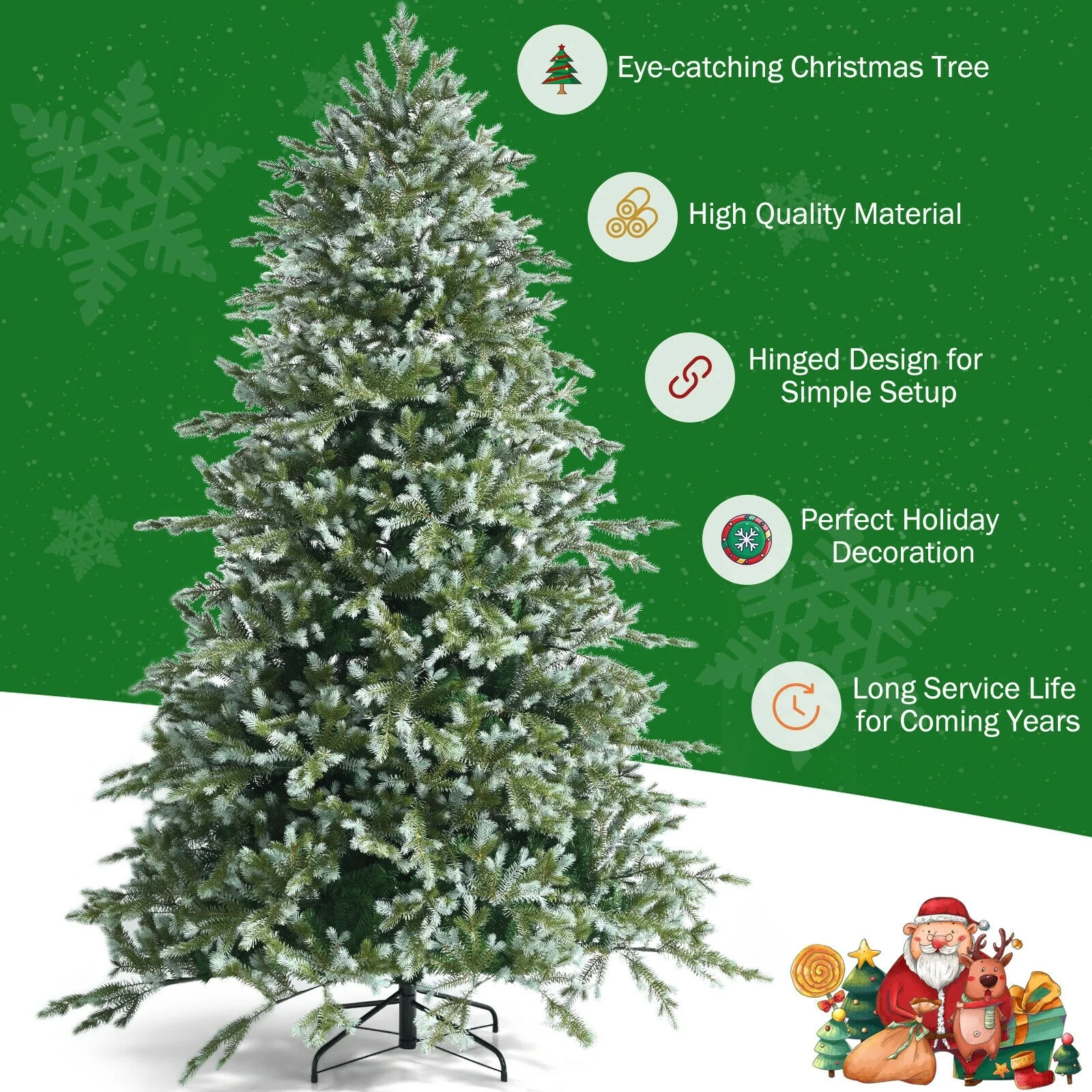 8 Feet Hinged Artificial Christmas Spruce Tree, Green - Image 6