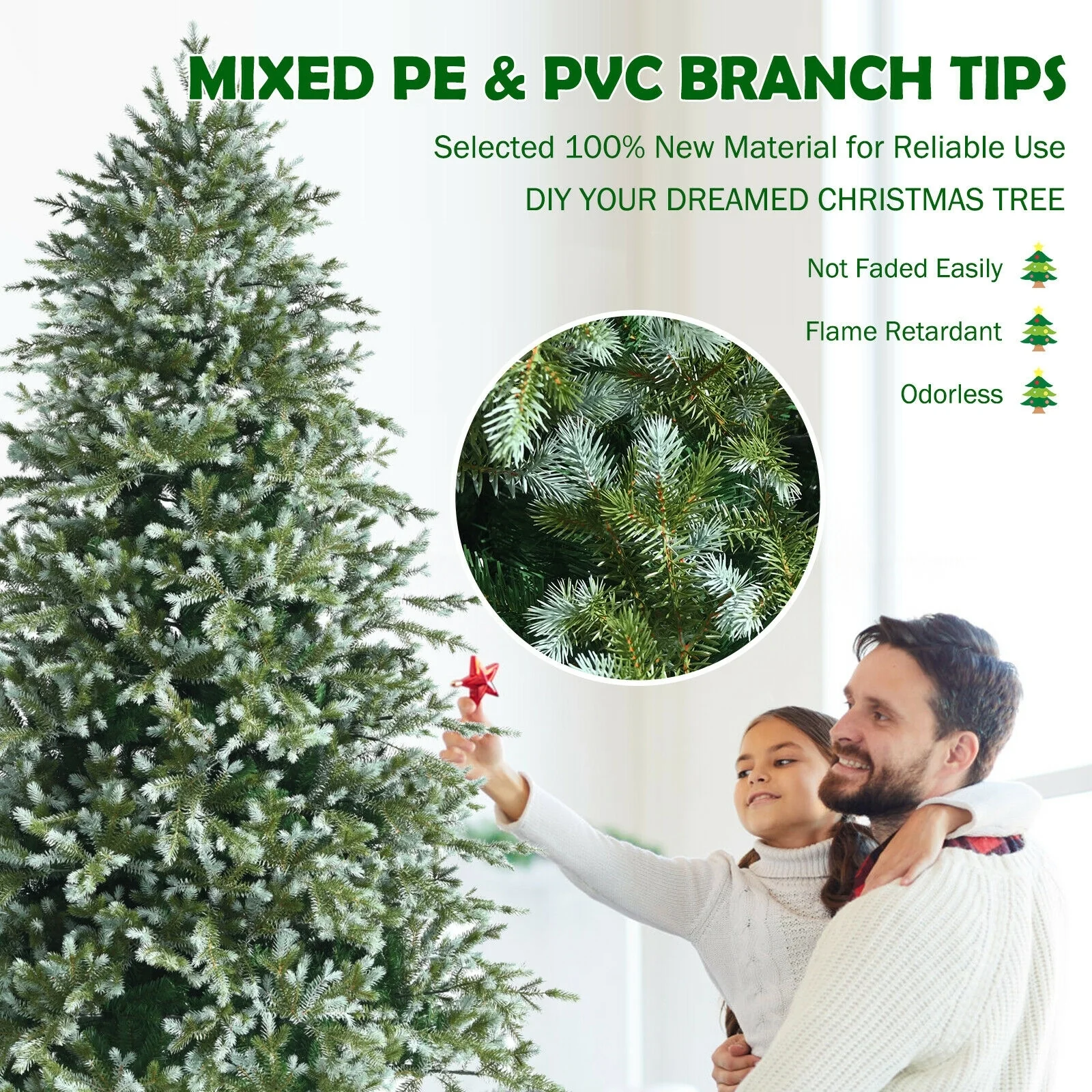 8 Feet Hinged Artificial Christmas Spruce Tree, Green - Image 9