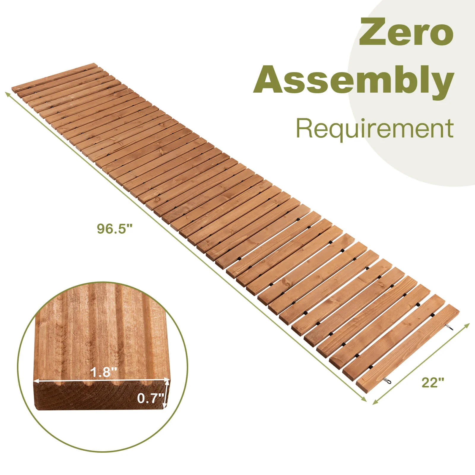 8 Feet Roll-Out Weather-Resistant Patio Hardwood Pathway, 22 Inch, Brown - Image 6