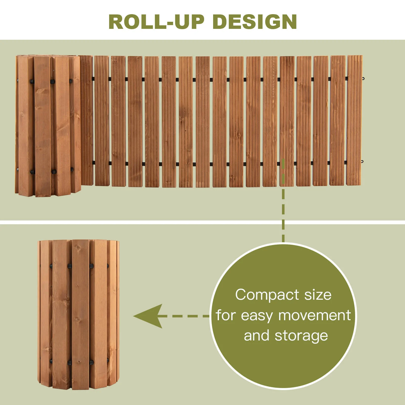 8 Feet Roll-Out Weather-Resistant Patio Hardwood Pathway, 22 Inch, Brown - Image 7