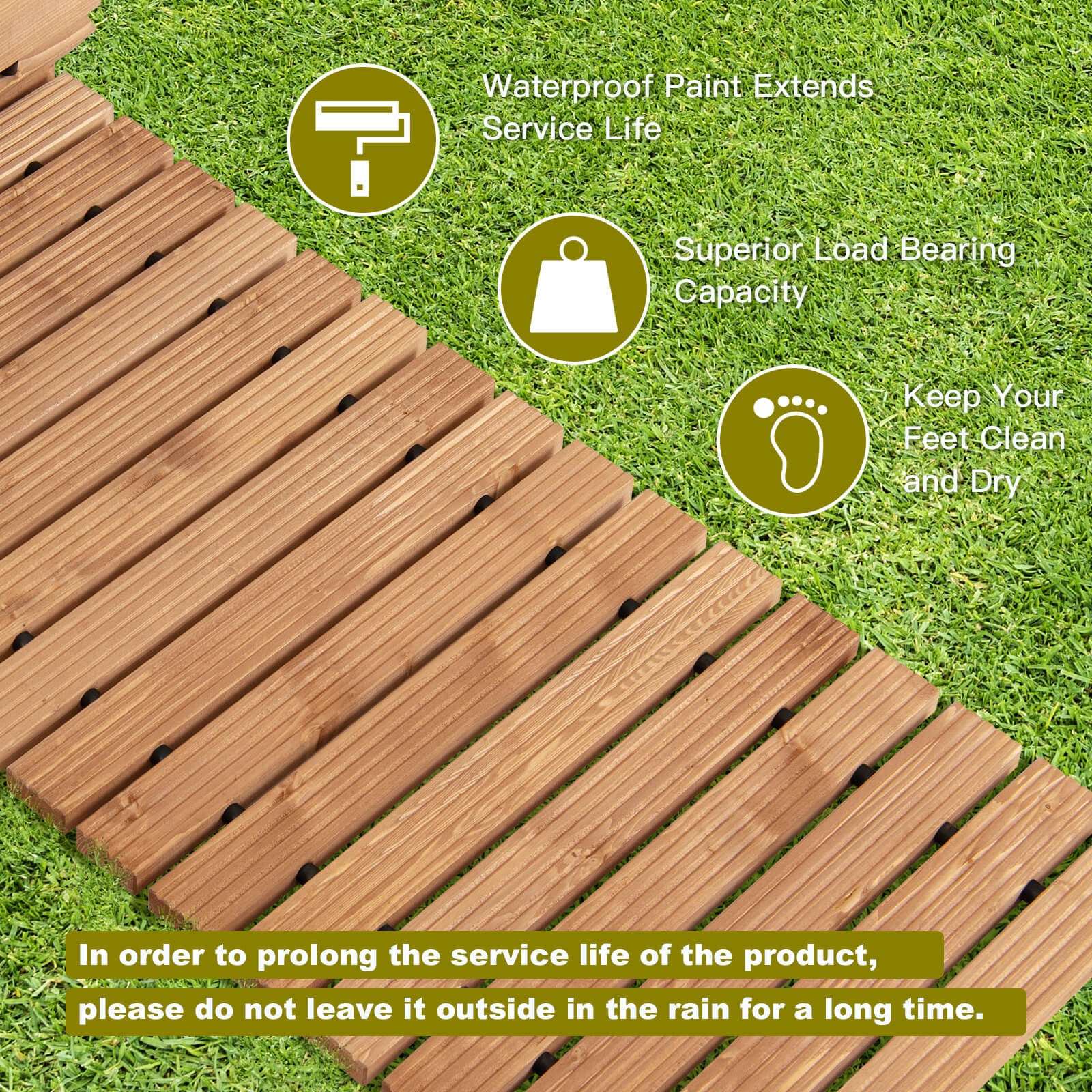 8 Feet Roll-Out Weather-Resistant Patio Hardwood Pathway, 22 Inch, Brown - Image 8